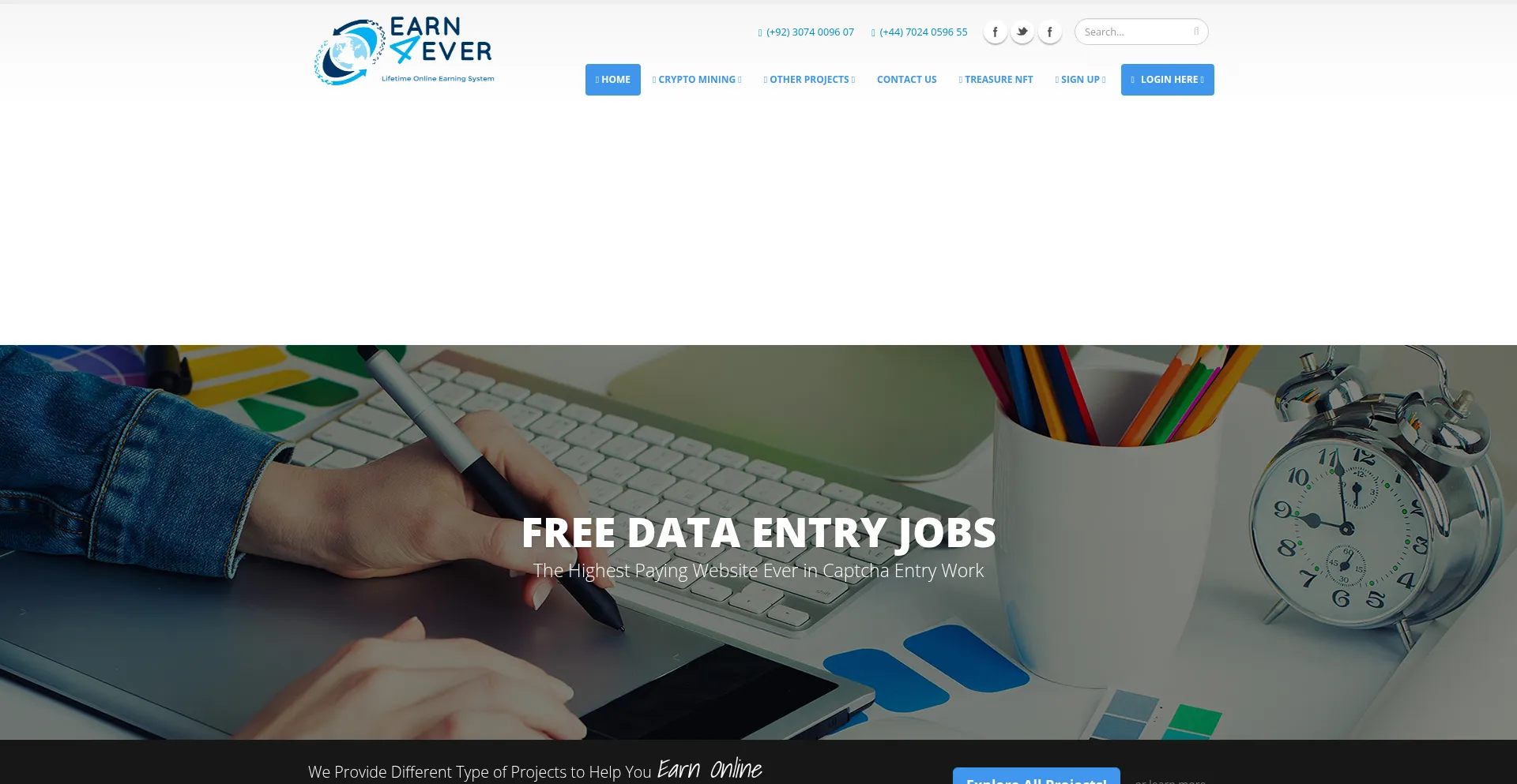 Website screenshot of Earn4ever.pk