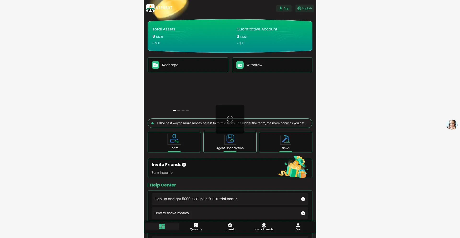 Website screenshot of Earnmoneytogether.vip