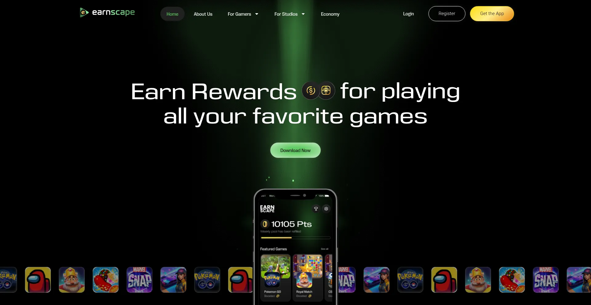 Website screenshot of Earnscape.com