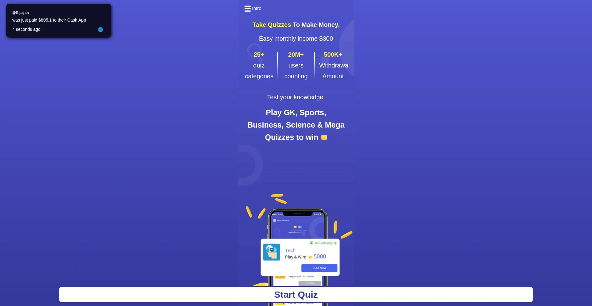 Website screenshot of Earnsocial.shop