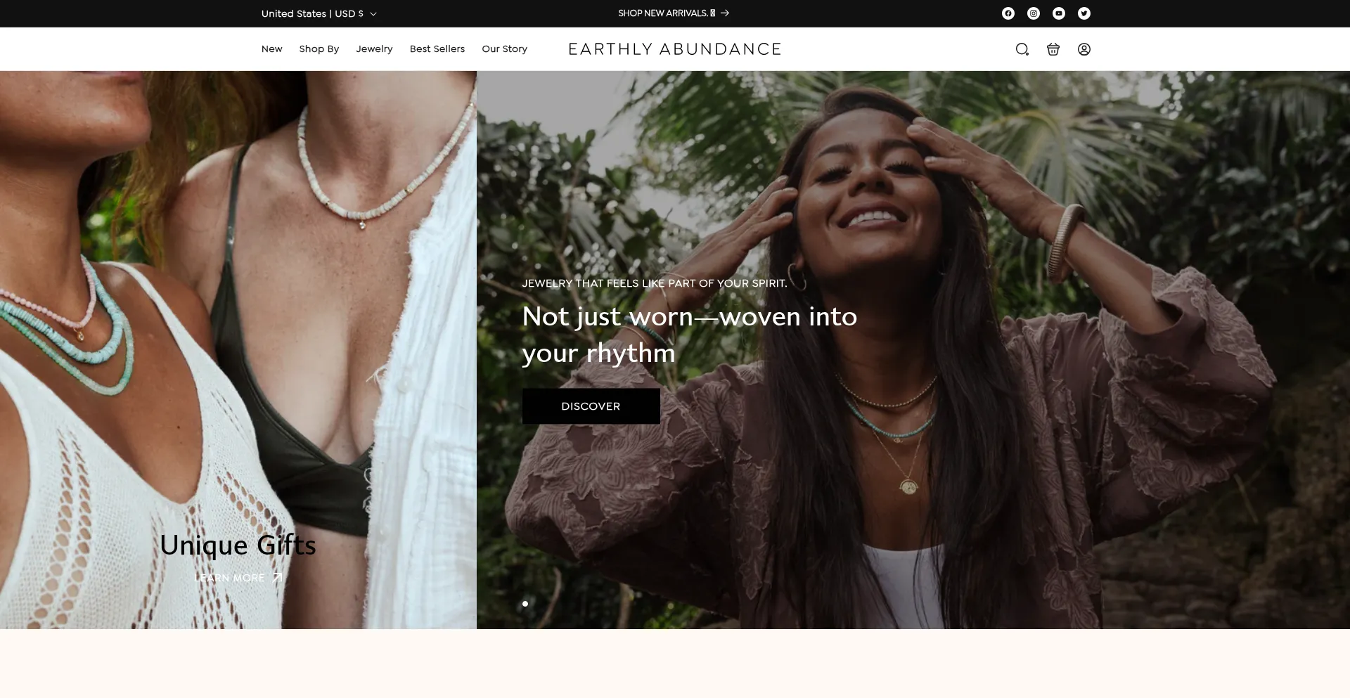 Website screenshot of Earthlyabundancejewelry.com