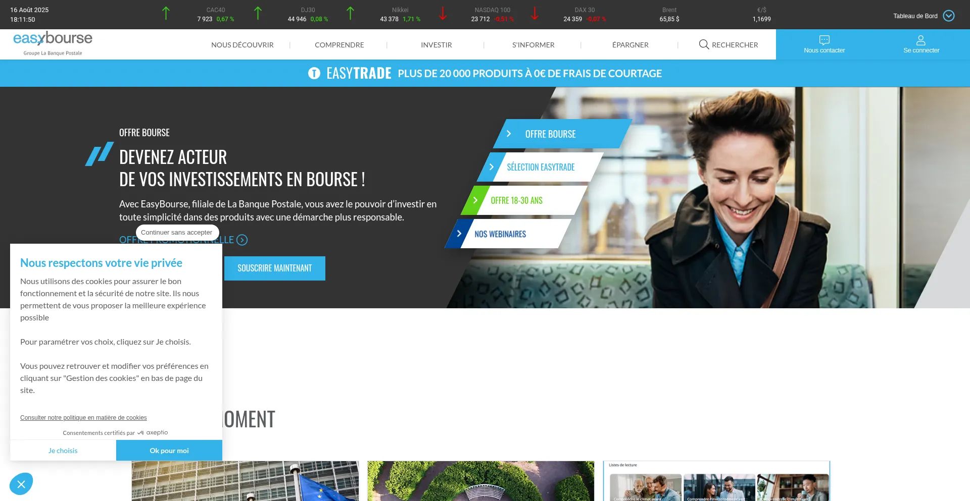 Website screenshot of Easybourse.com