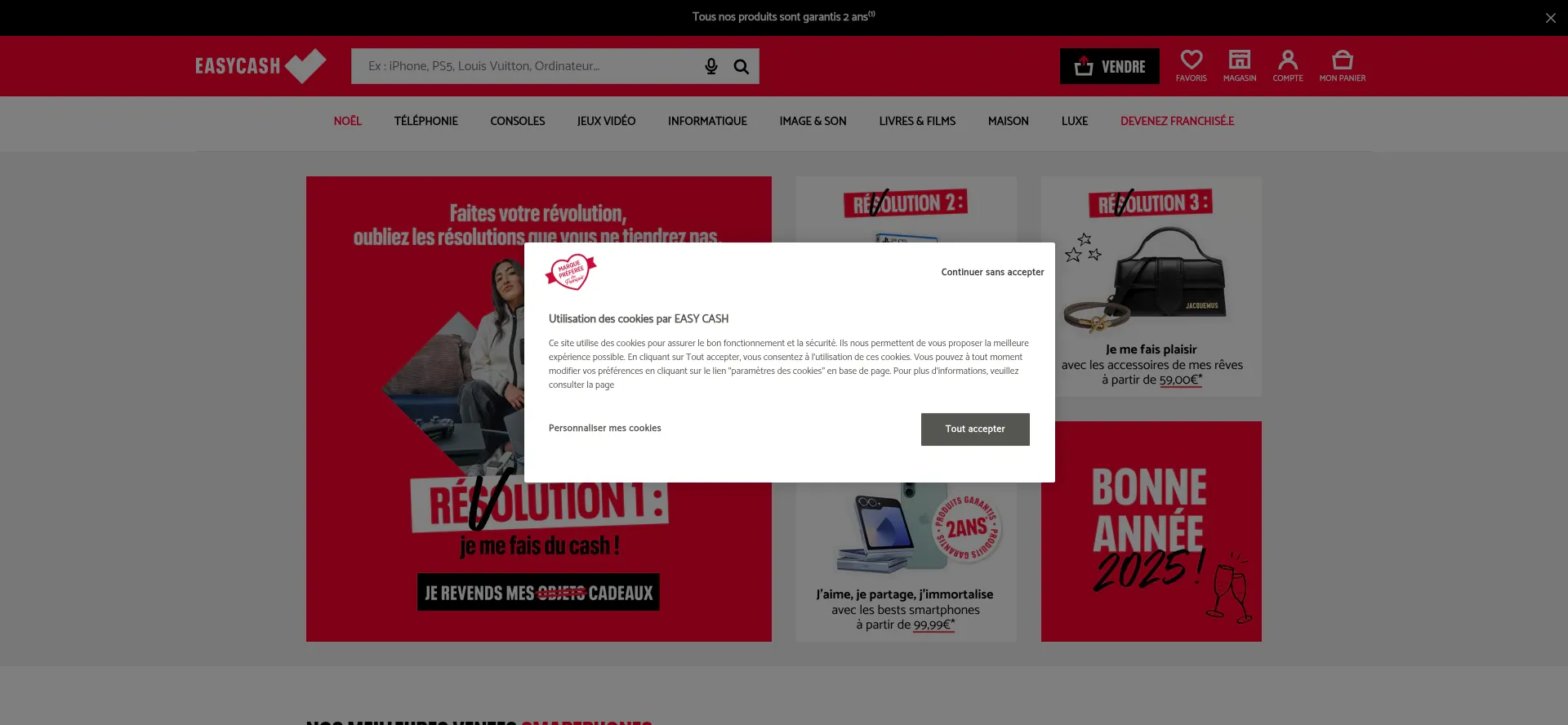 Website screenshot of Easycash.fr