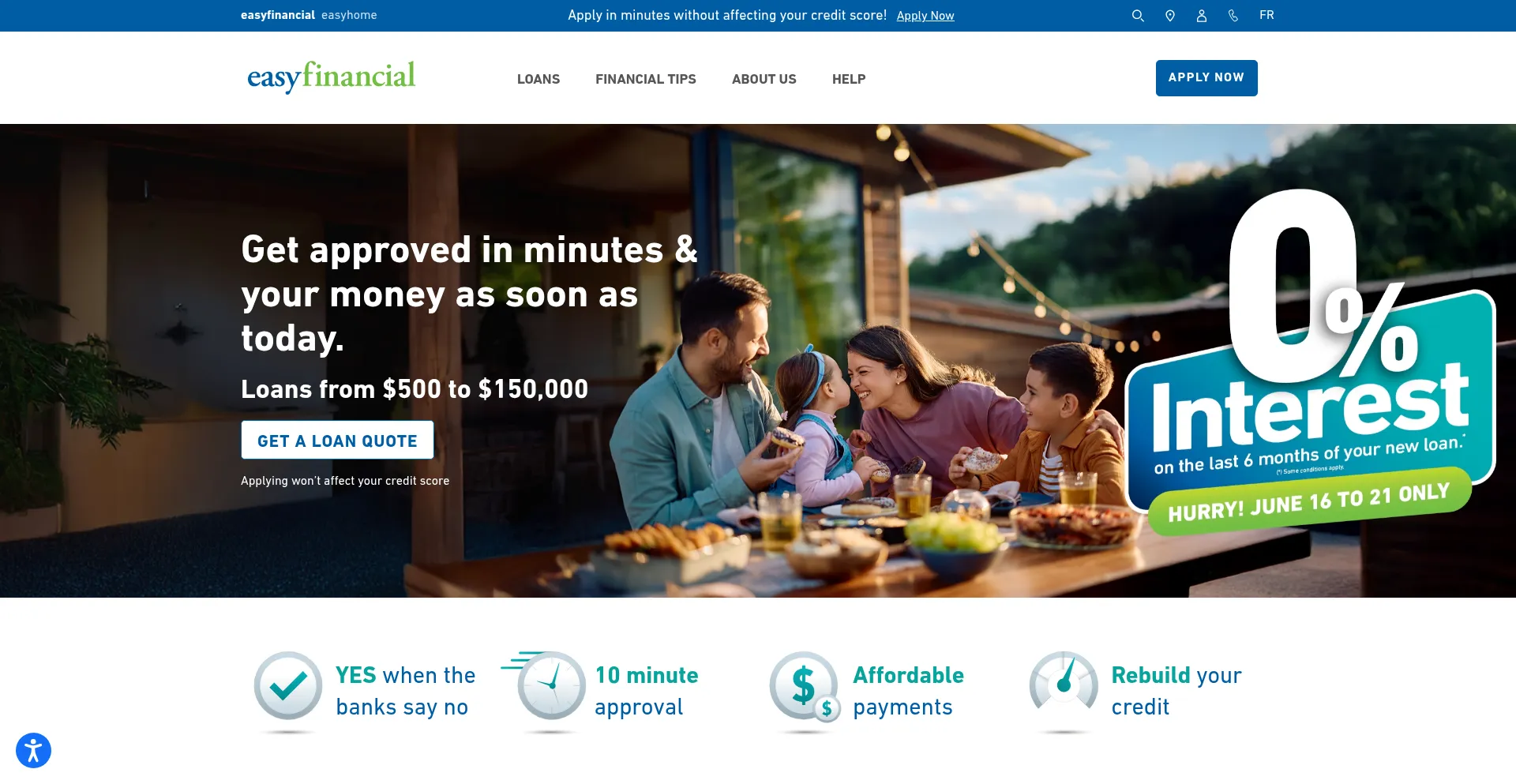 Website screenshot of Easyfinancial.com