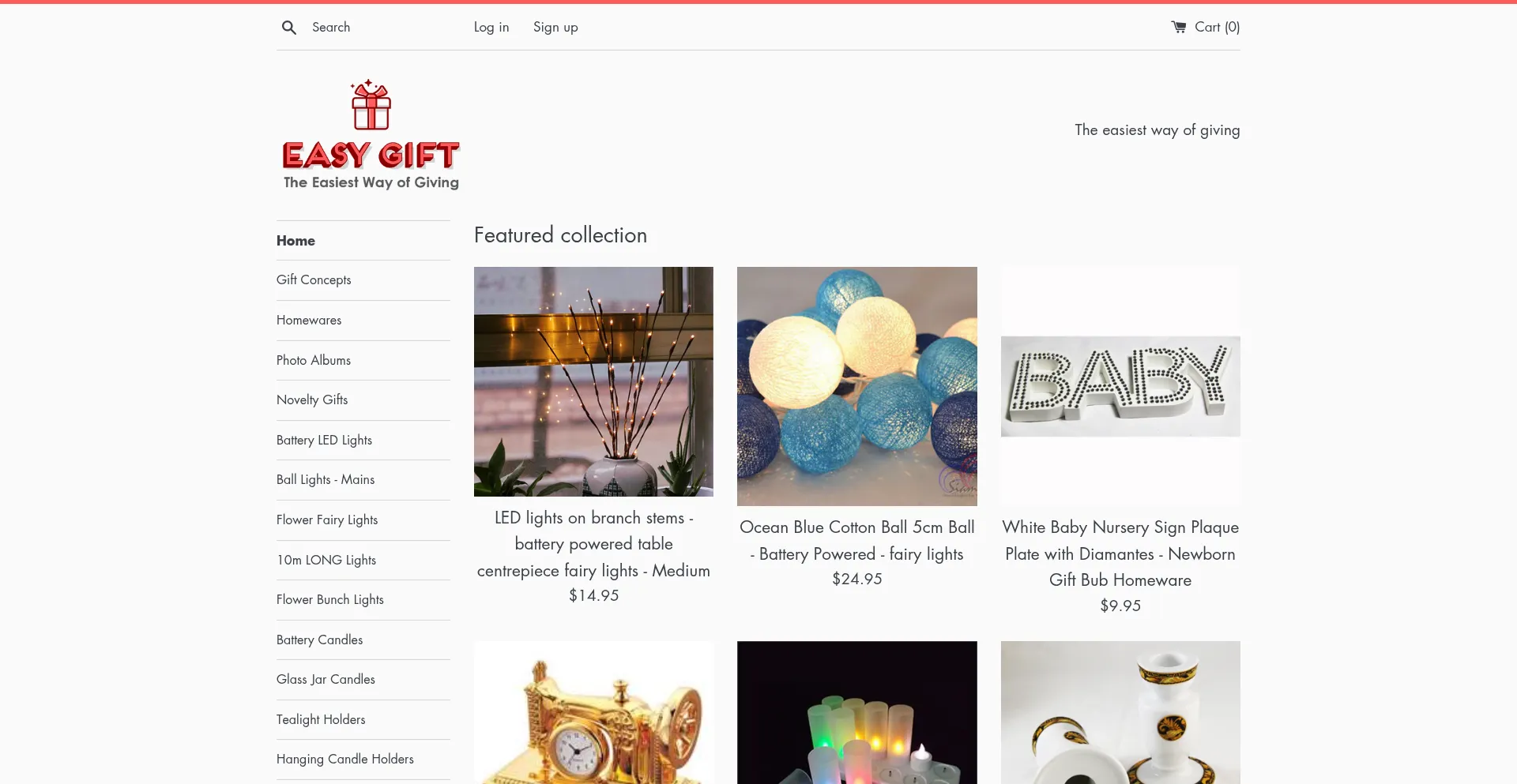 Website screenshot of Easygift.com.au