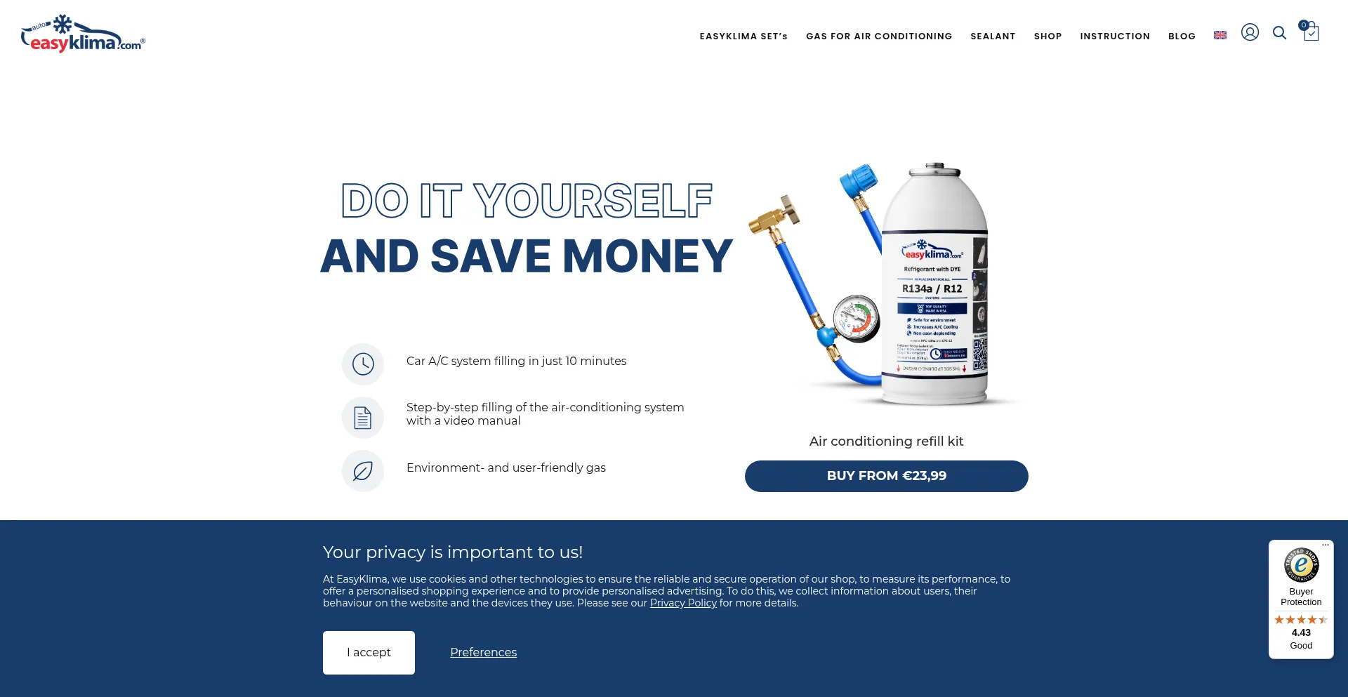 Website screenshot of Easyklima.com