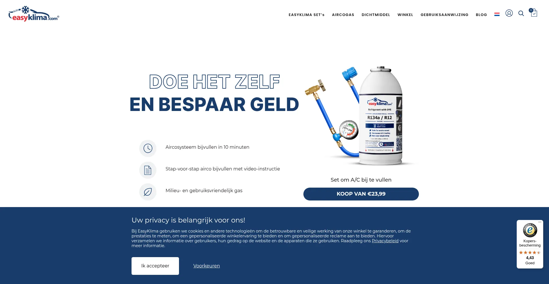 Website screenshot of Easyklima.nl