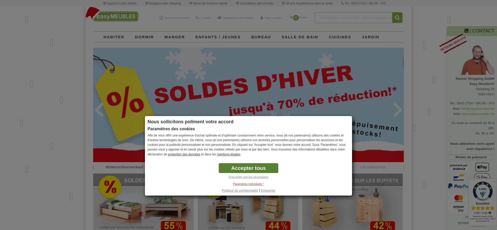 Website screenshot of Easymeubles.be