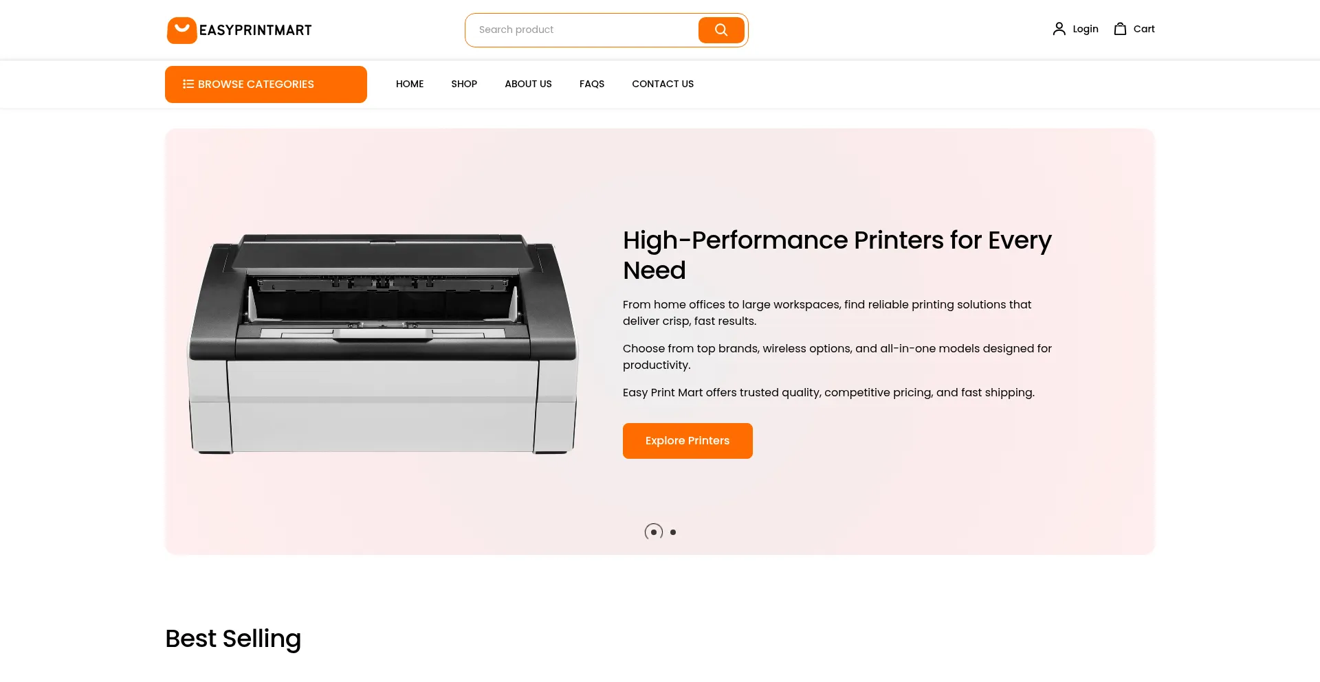 Website screenshot of Easyprintmart.com