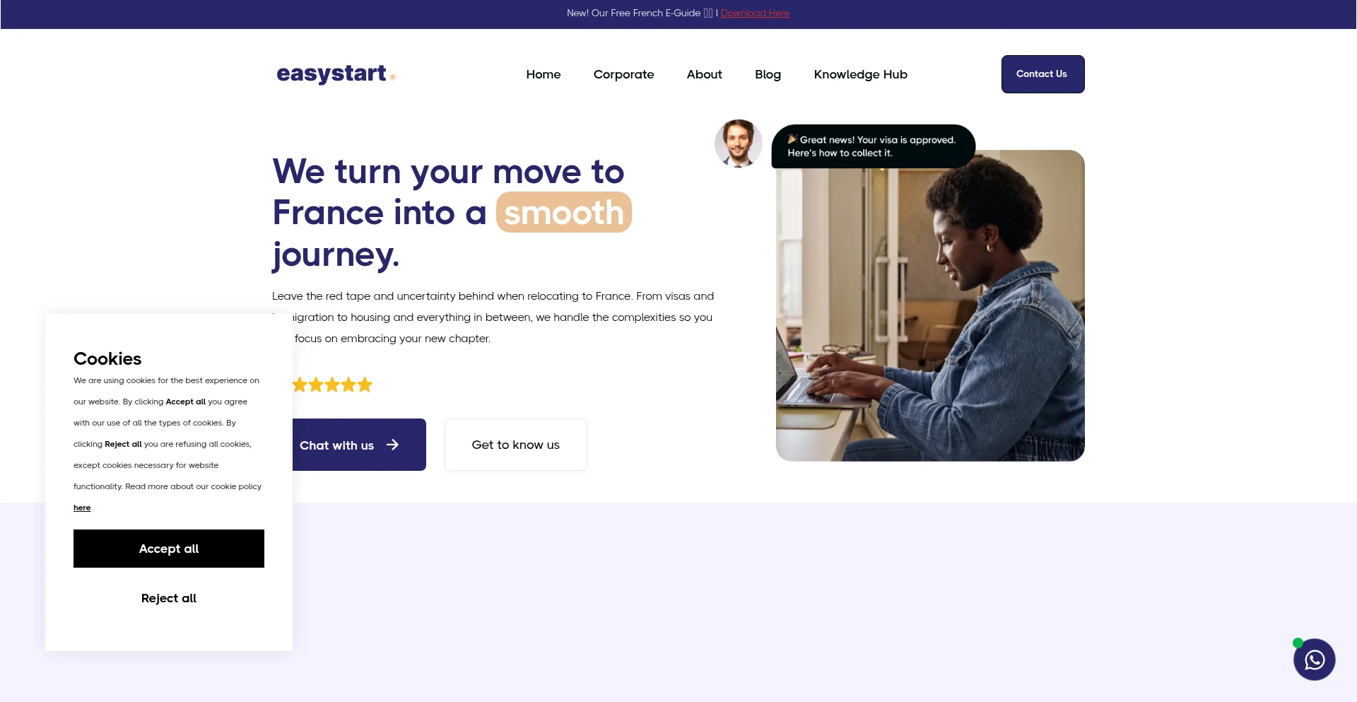 Website screenshot of Easystart.me