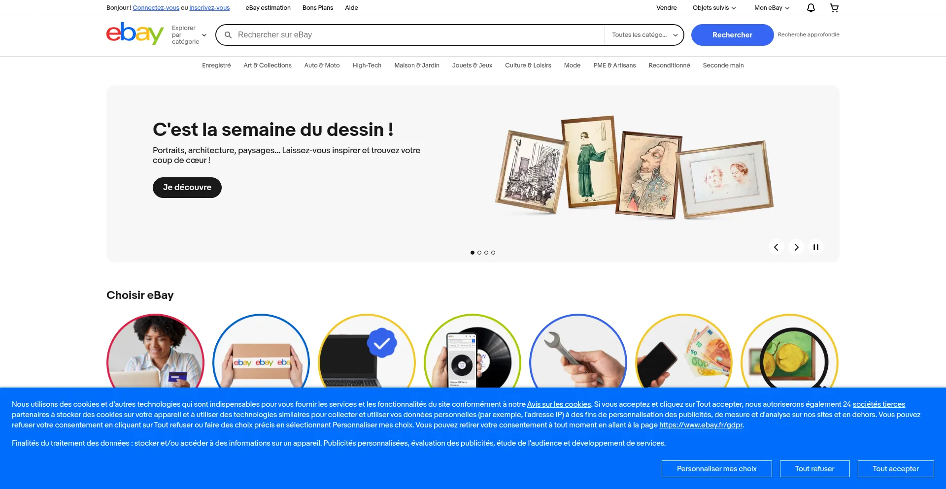 Website screenshot of Ebay.fr