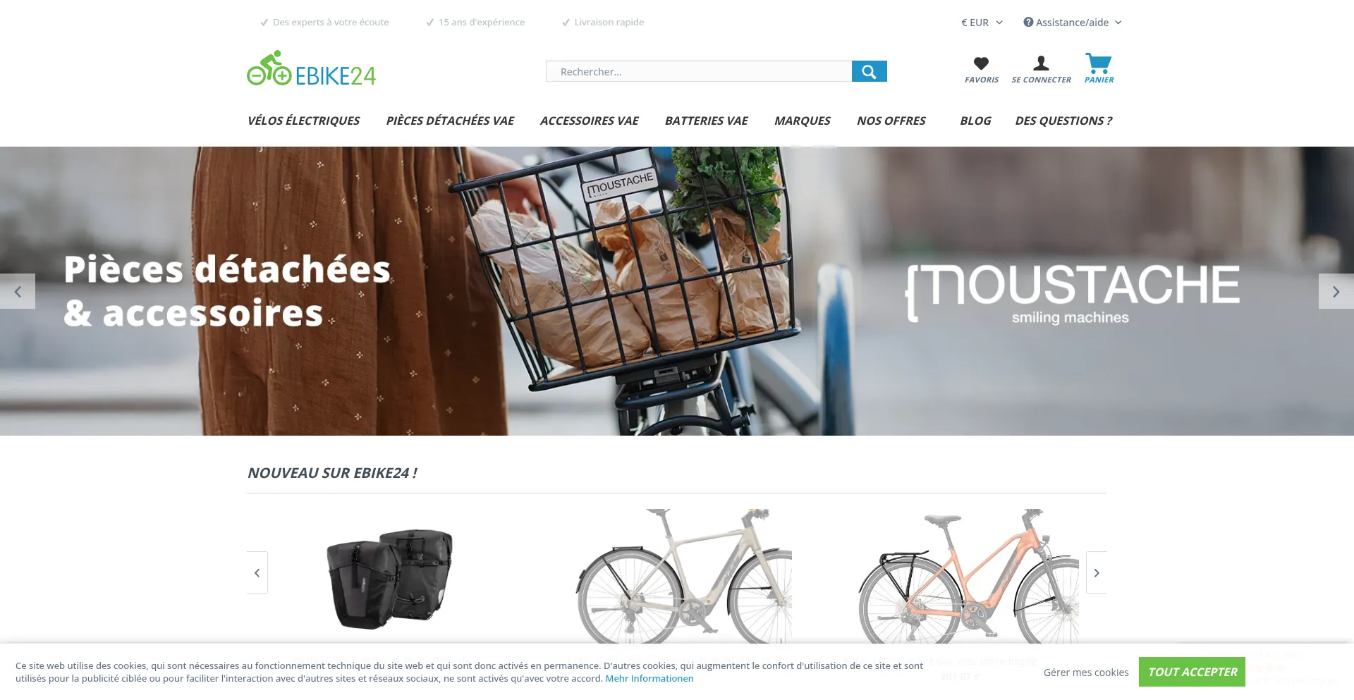 Website screenshot of Ebike24.fr
