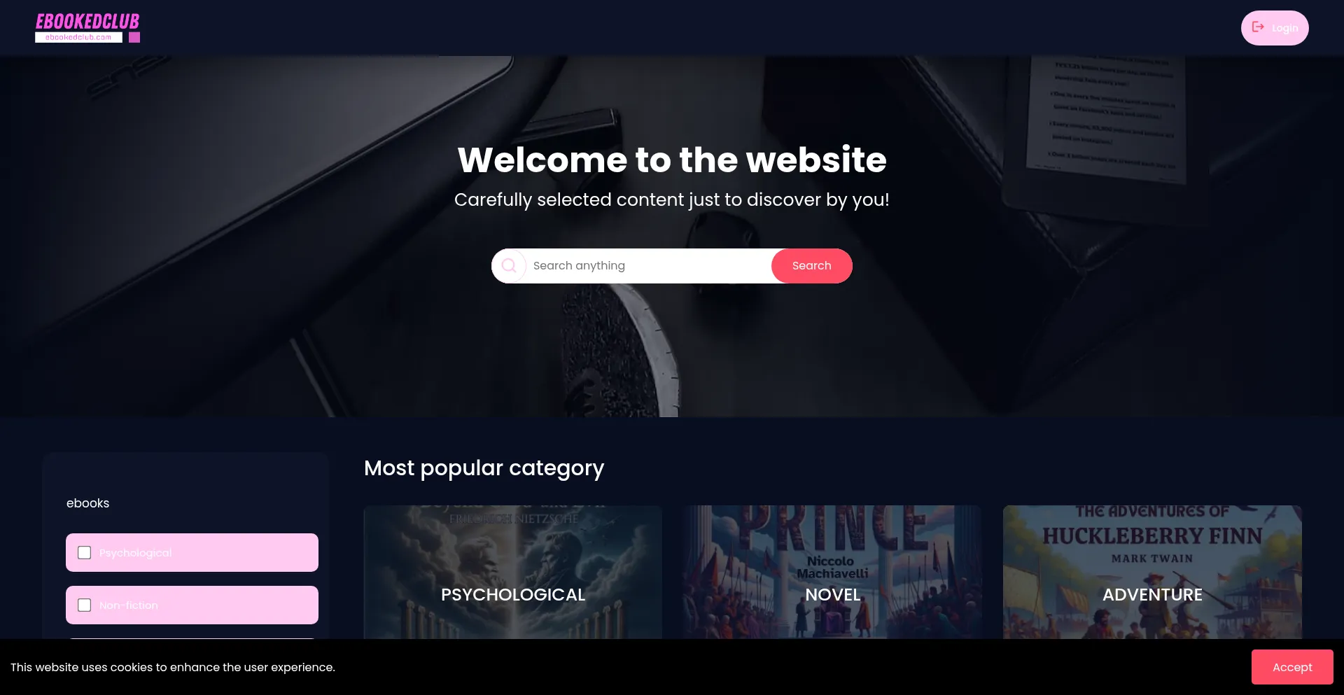 Website screenshot of Ebookedclub.com