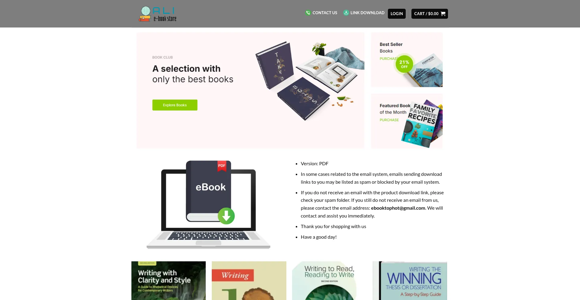 Website screenshot of Ebooksimin.shop
