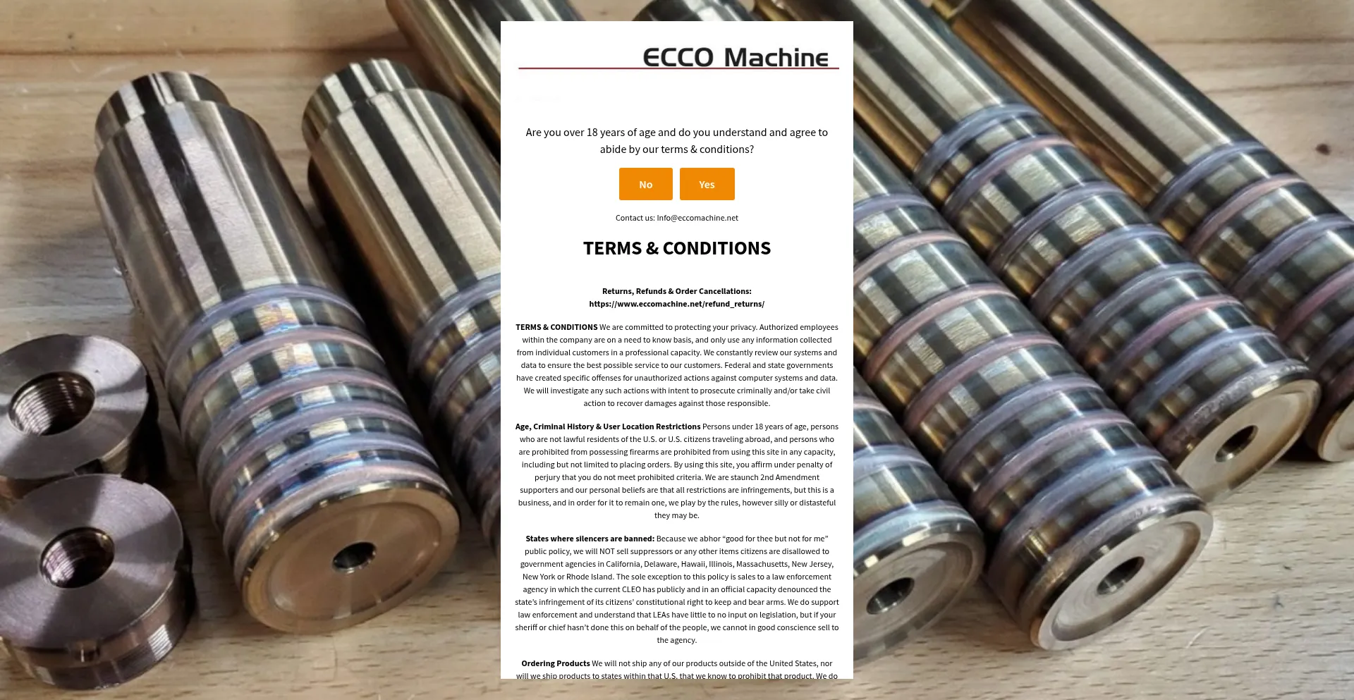 Website screenshot of Eccomachine.net