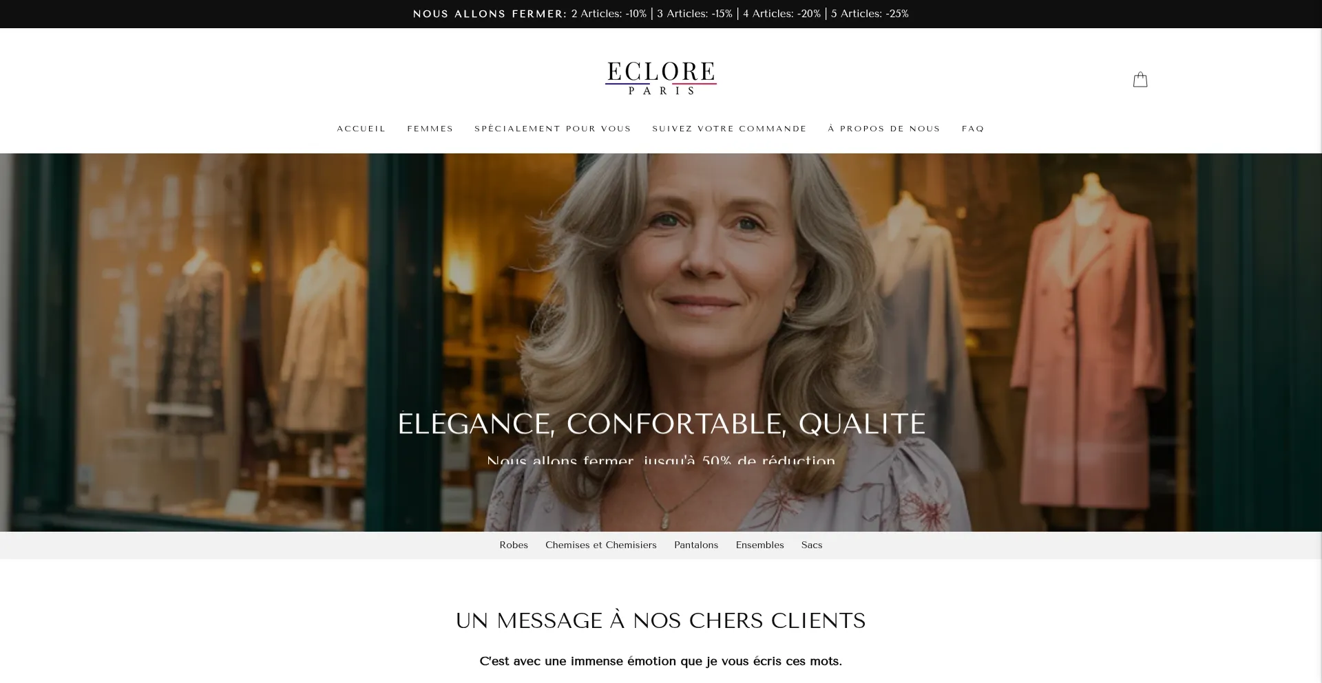 Website screenshot of Eclore-paris.fr