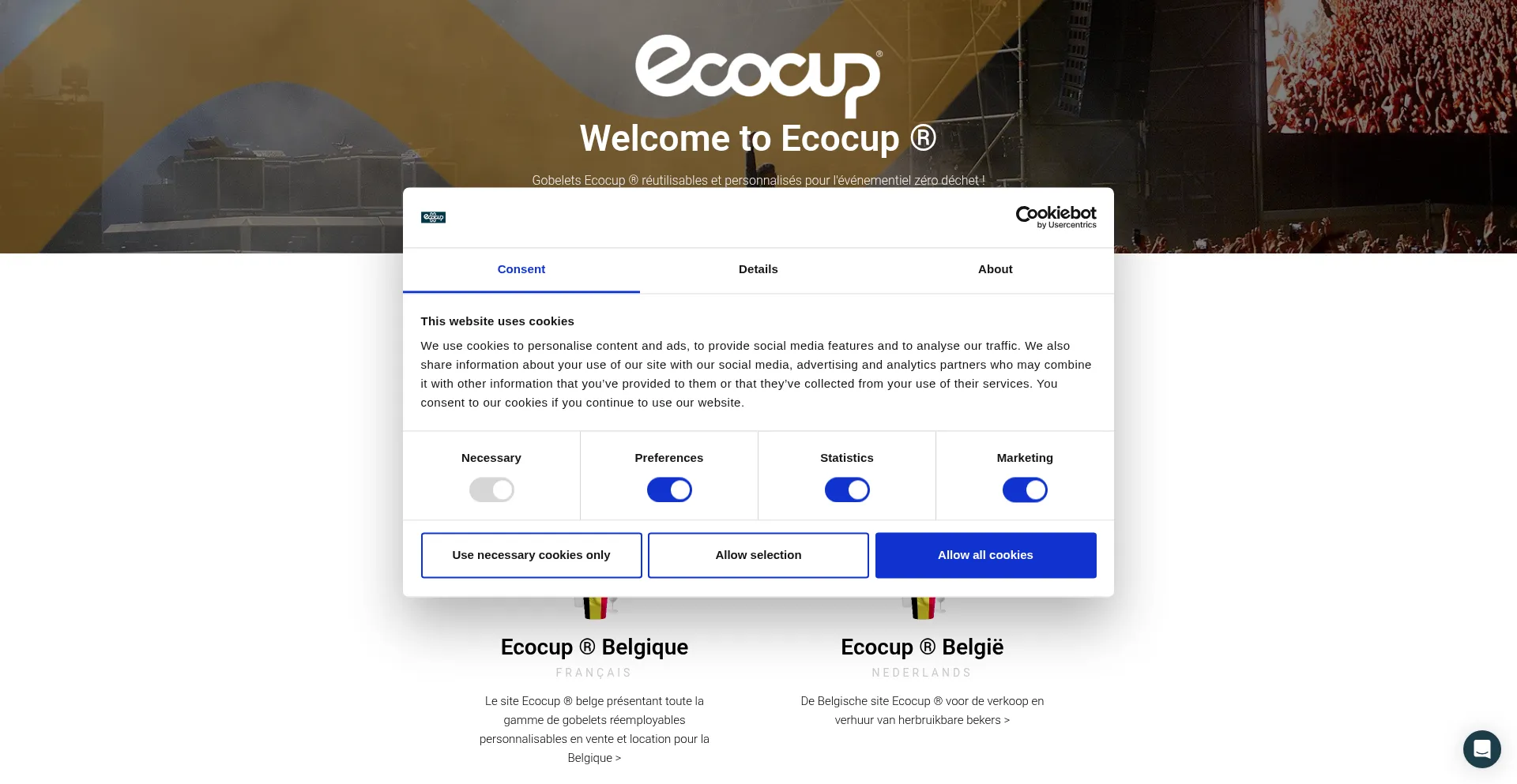 Website screenshot of Ecocup.com