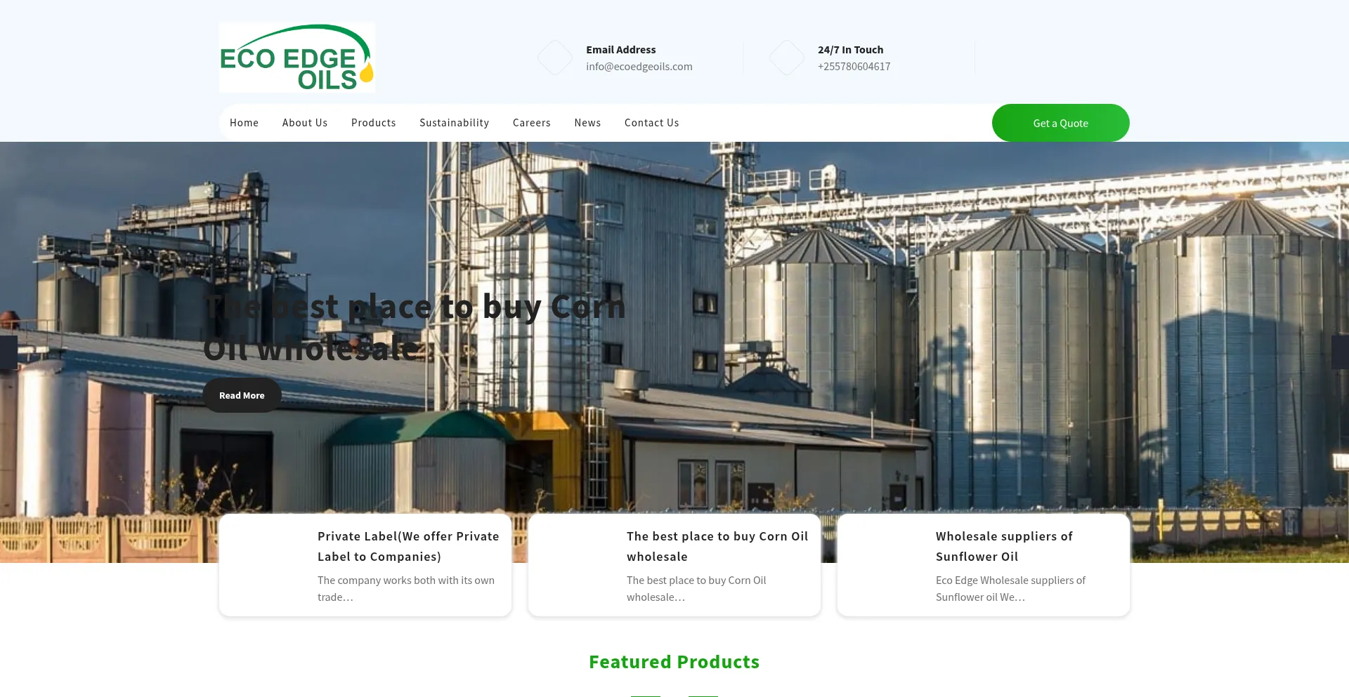 Website screenshot of Ecoedgeoils.com
