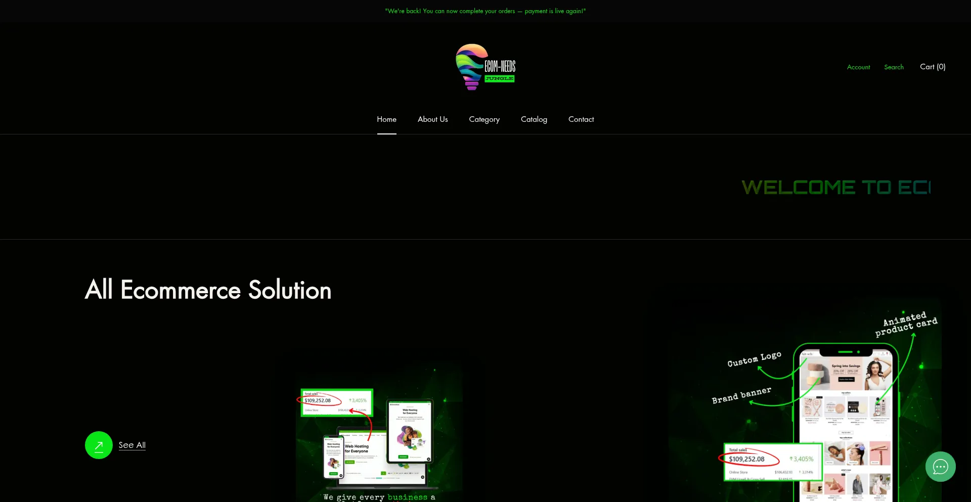 Website screenshot of Ecomneedsjungle.com