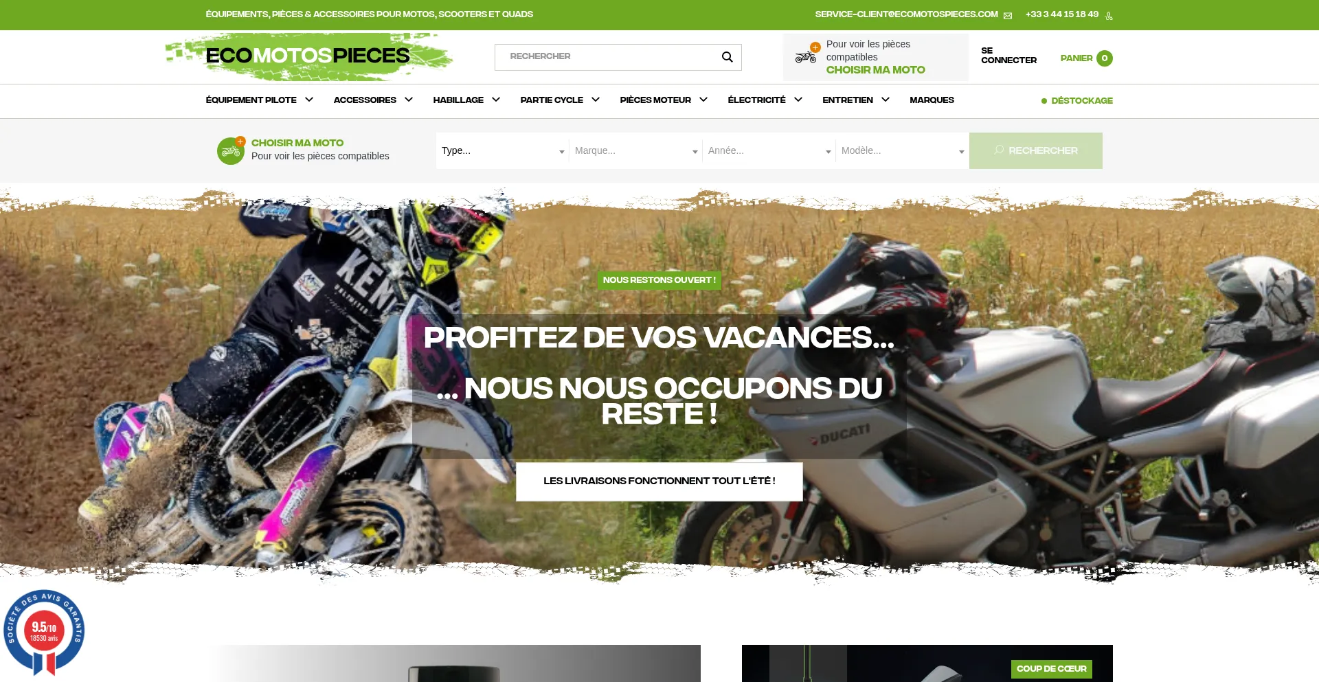 Website screenshot of Ecomotospieces.com