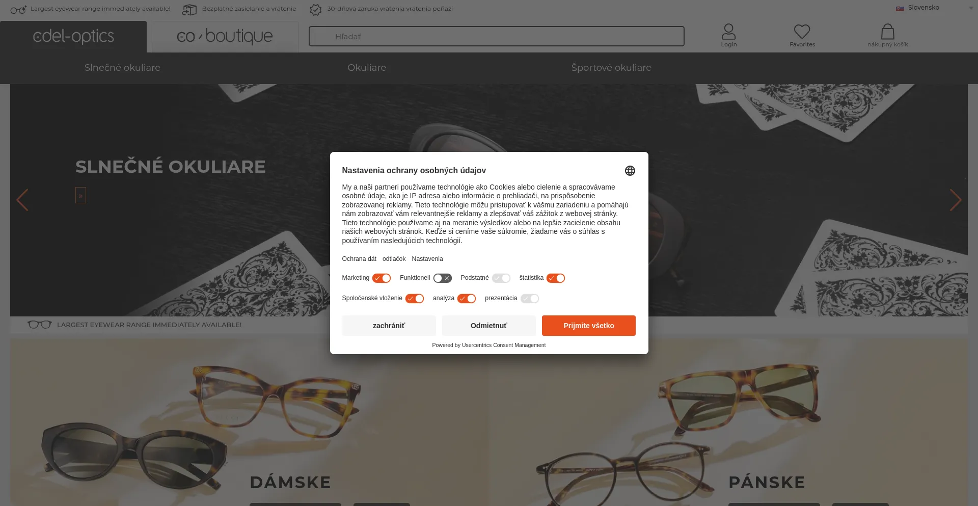 Website screenshot of Edel-optics.sk