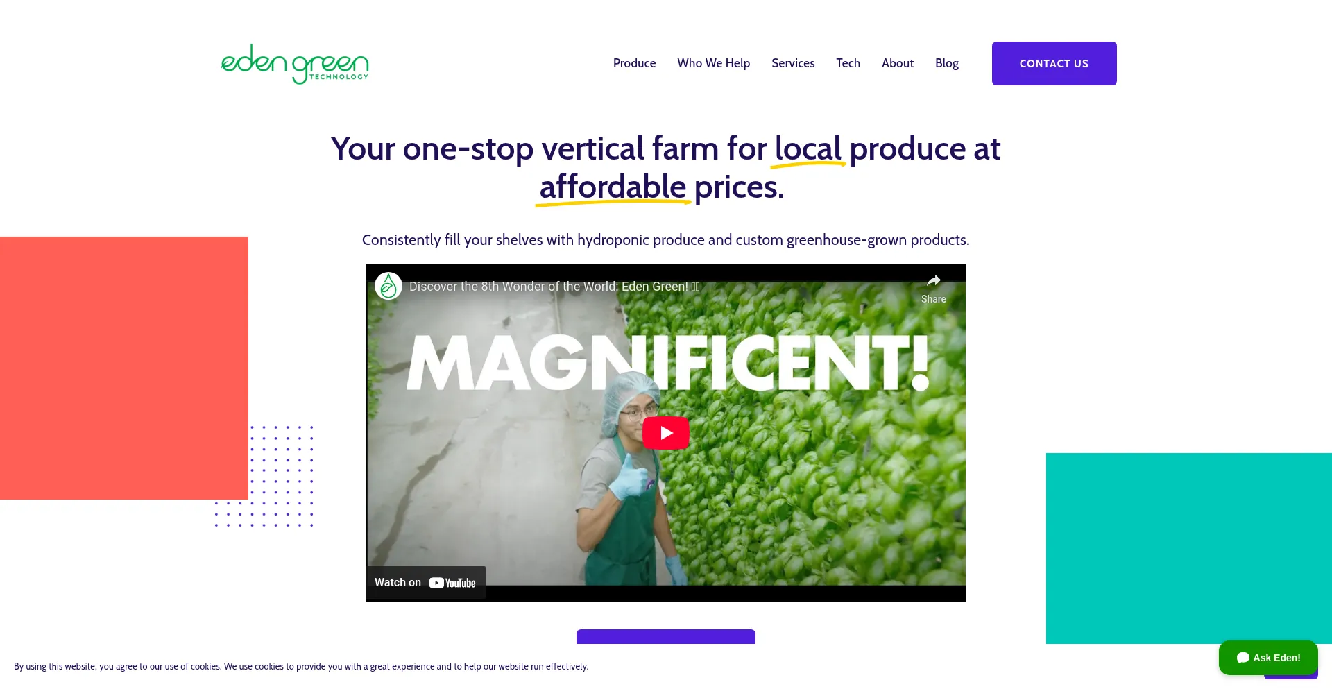 Website screenshot of Edengreen.com