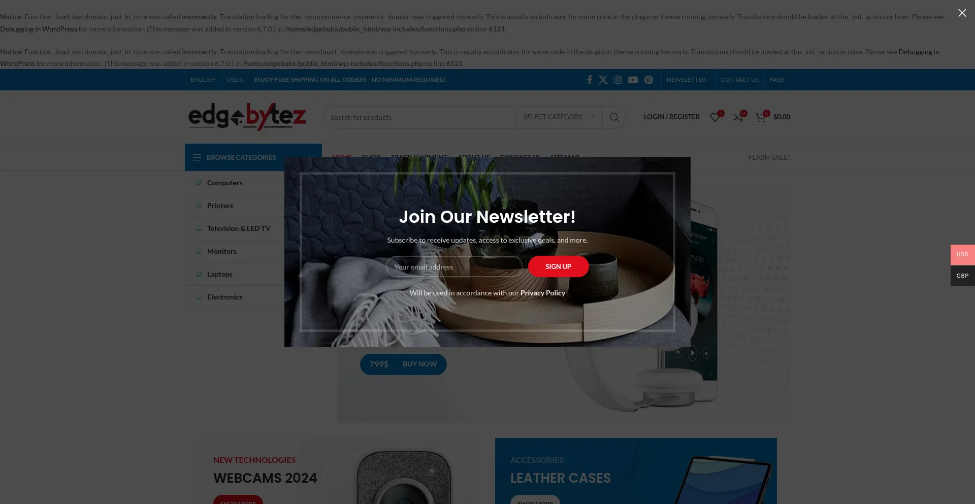 Website screenshot of Edgebytez.com