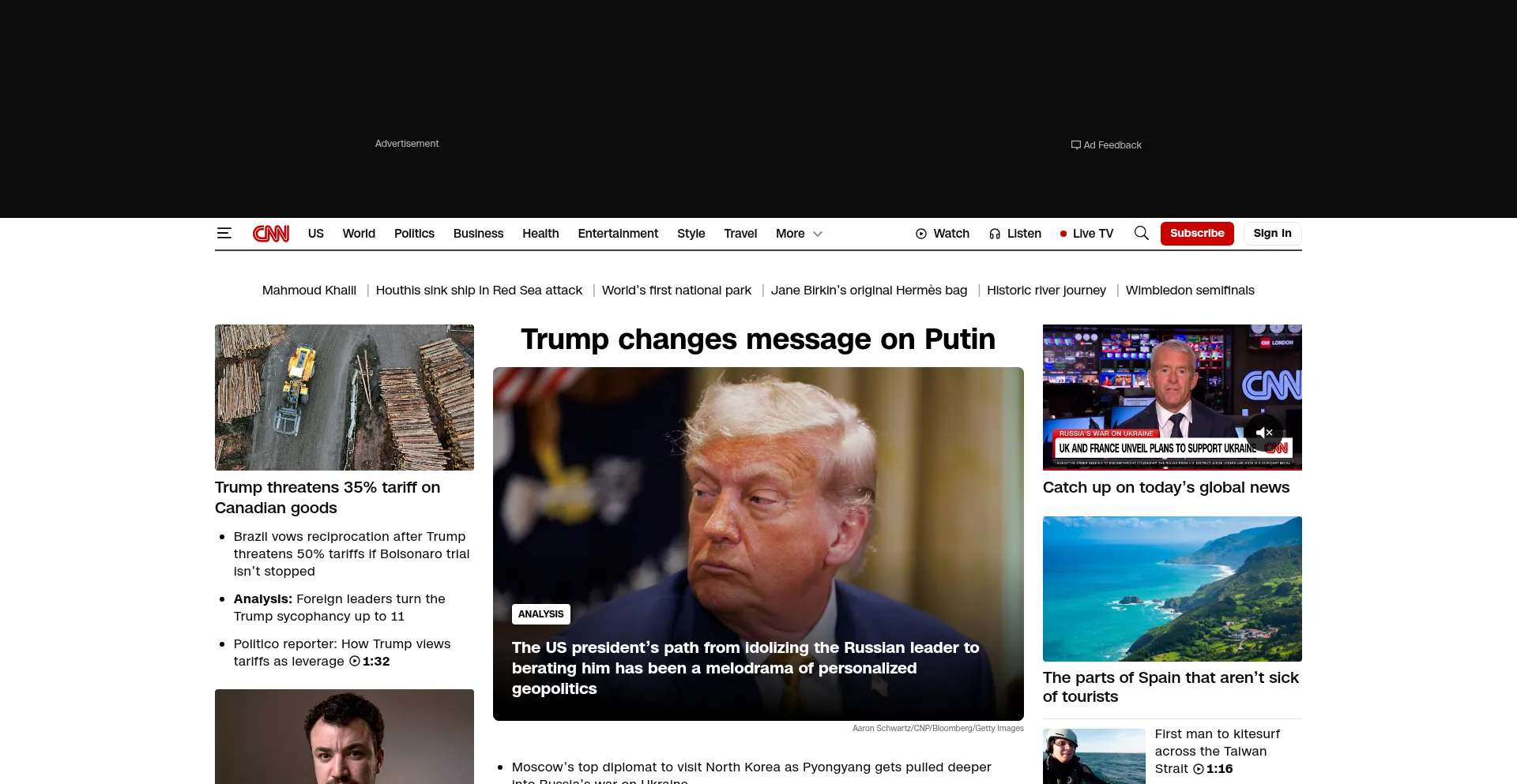 Website screenshot of Edition.cnn.com