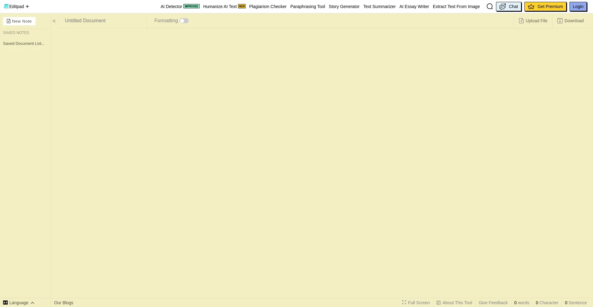 Website screenshot of Editpad.org