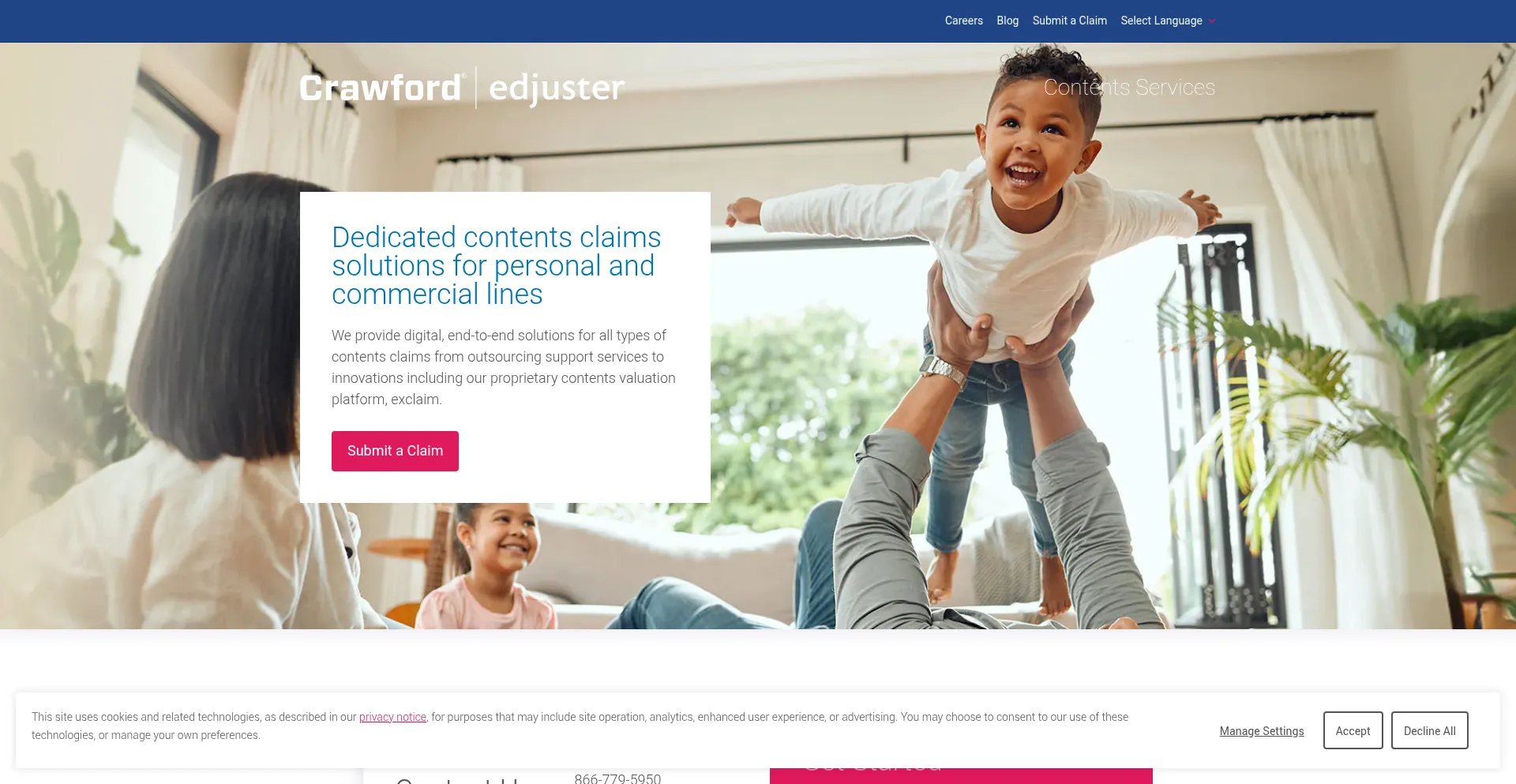 Website screenshot of Edjuster.com