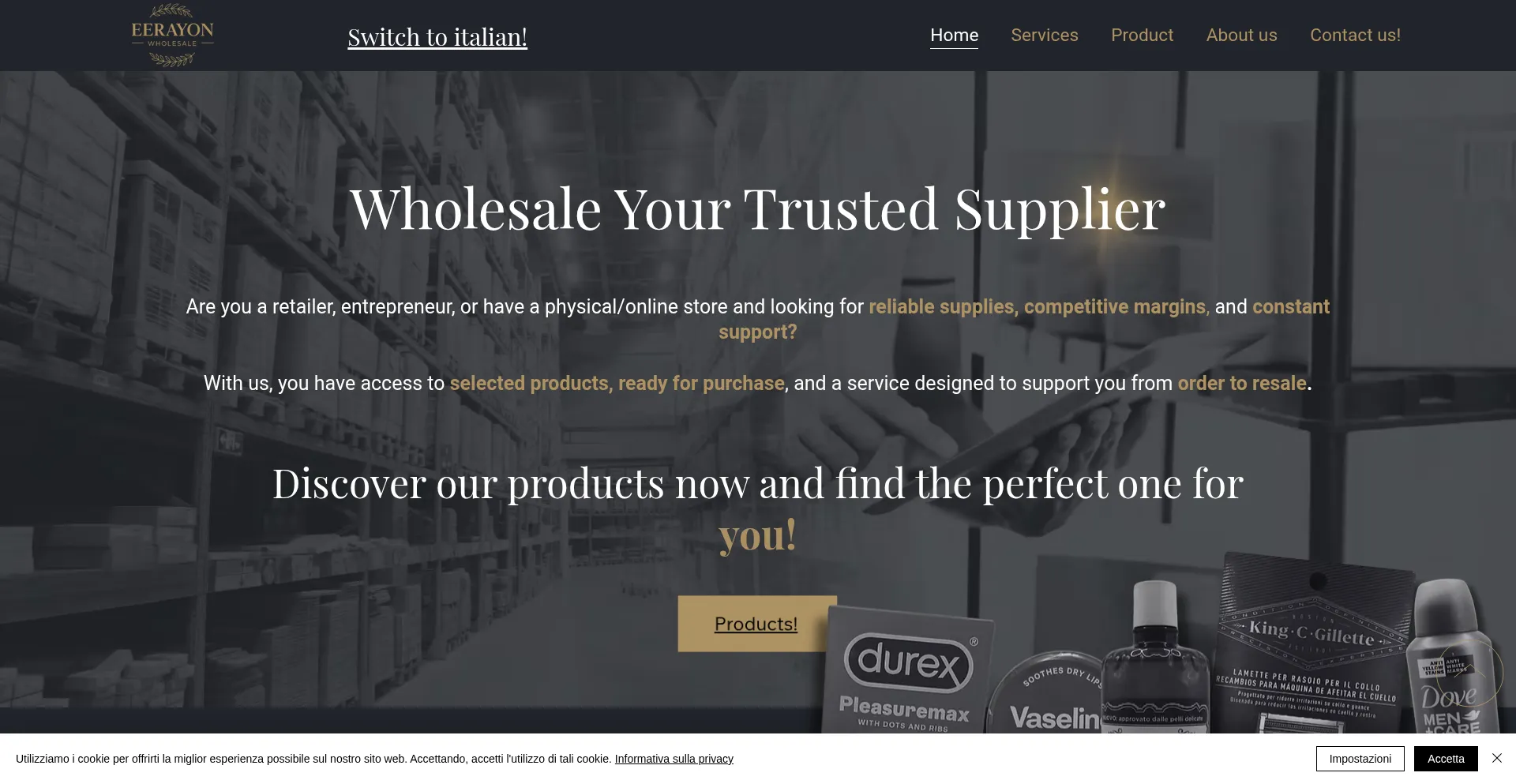 Website screenshot of Eerayonwholesale.com