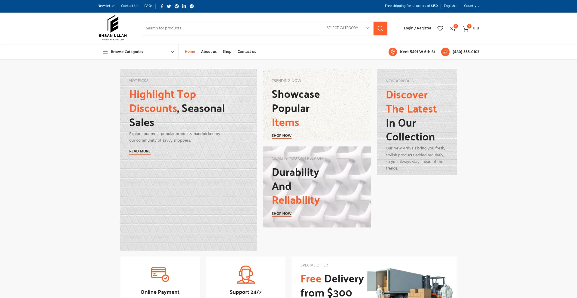 Website screenshot of Ehsanullahhalimitradingltd.com