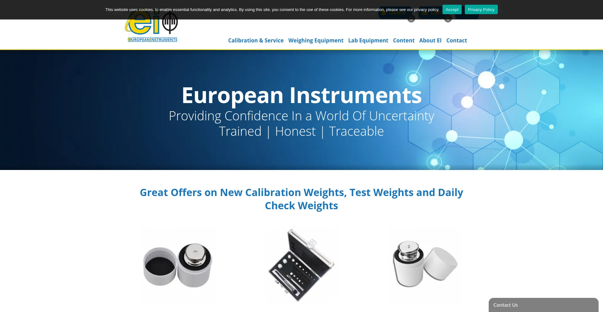 Website screenshot of Ei.uk