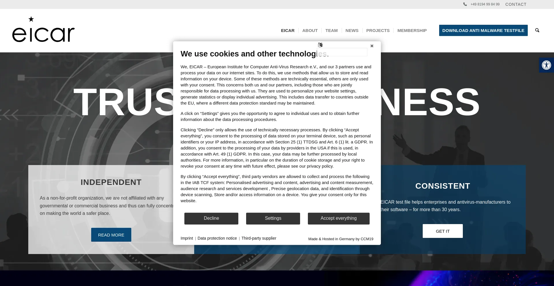 Eicar.org Screenshot