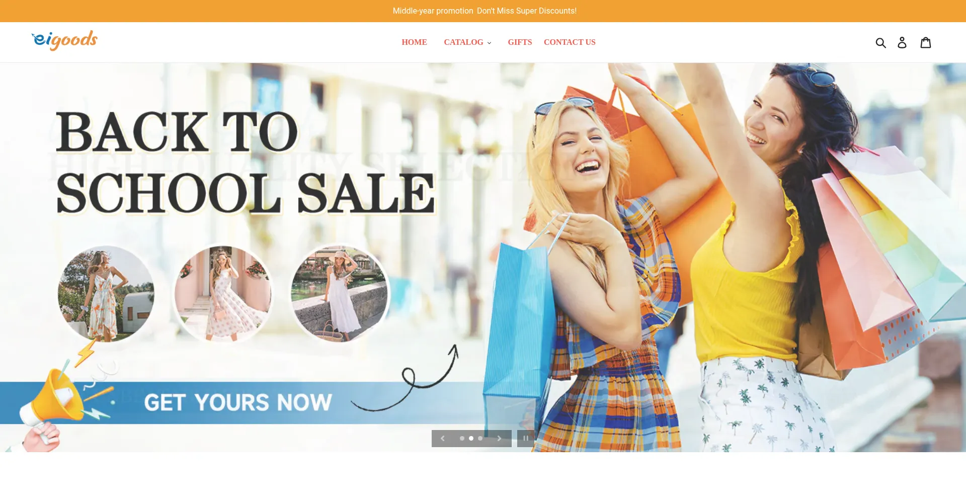 Website screenshot of Eigoods.com