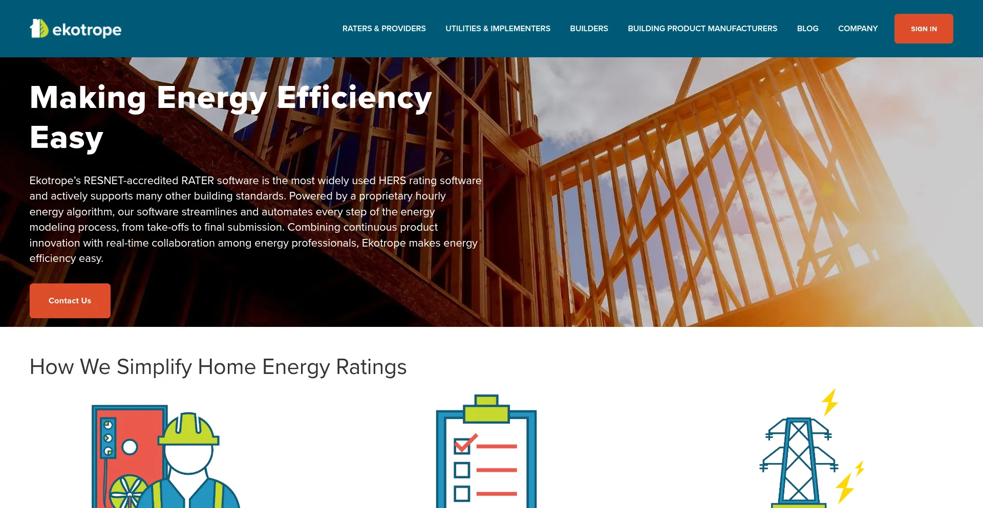 Website screenshot of Ekotrope.com