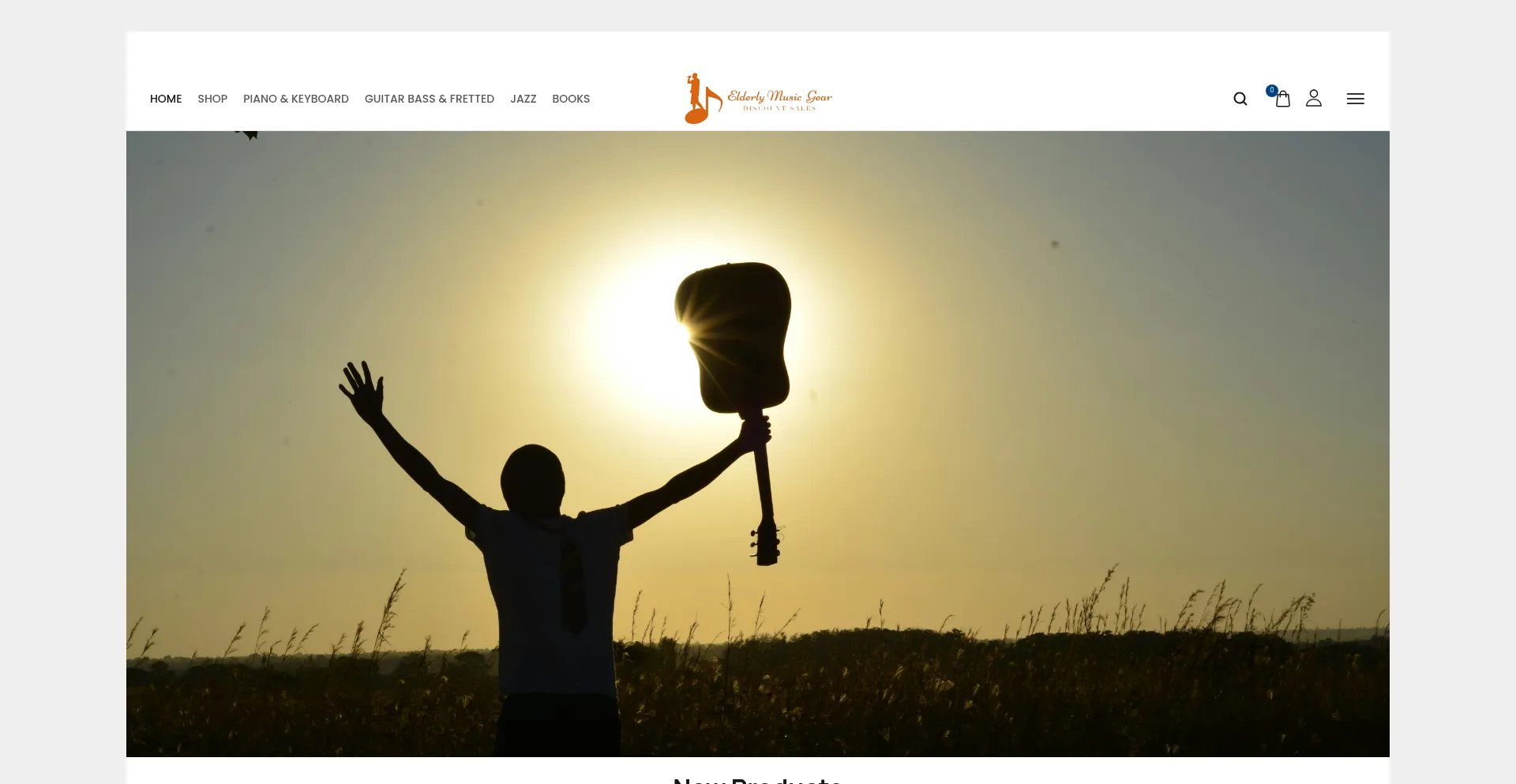 Website screenshot of Elderlymusicgear.com