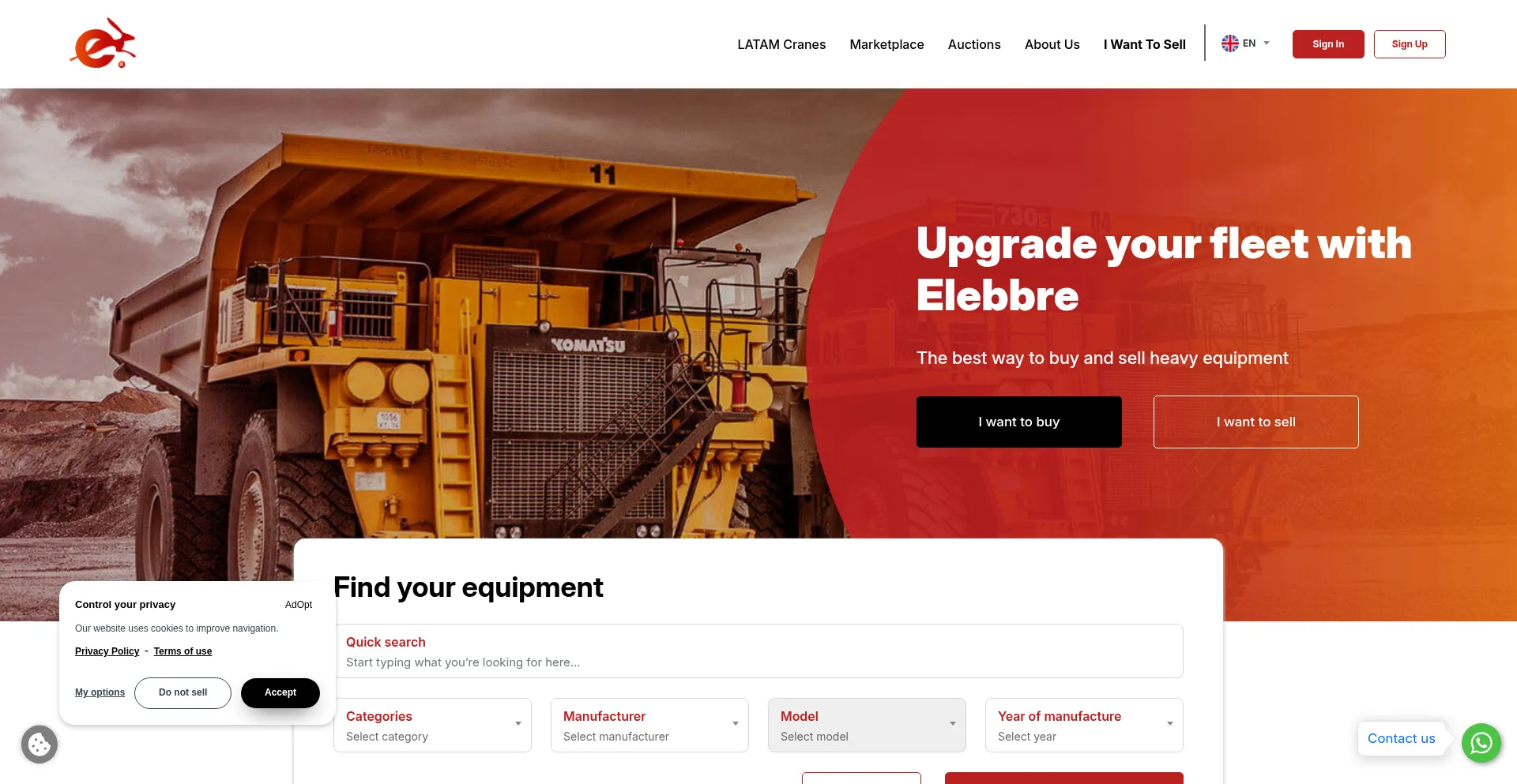 Website screenshot of Elebbre.com