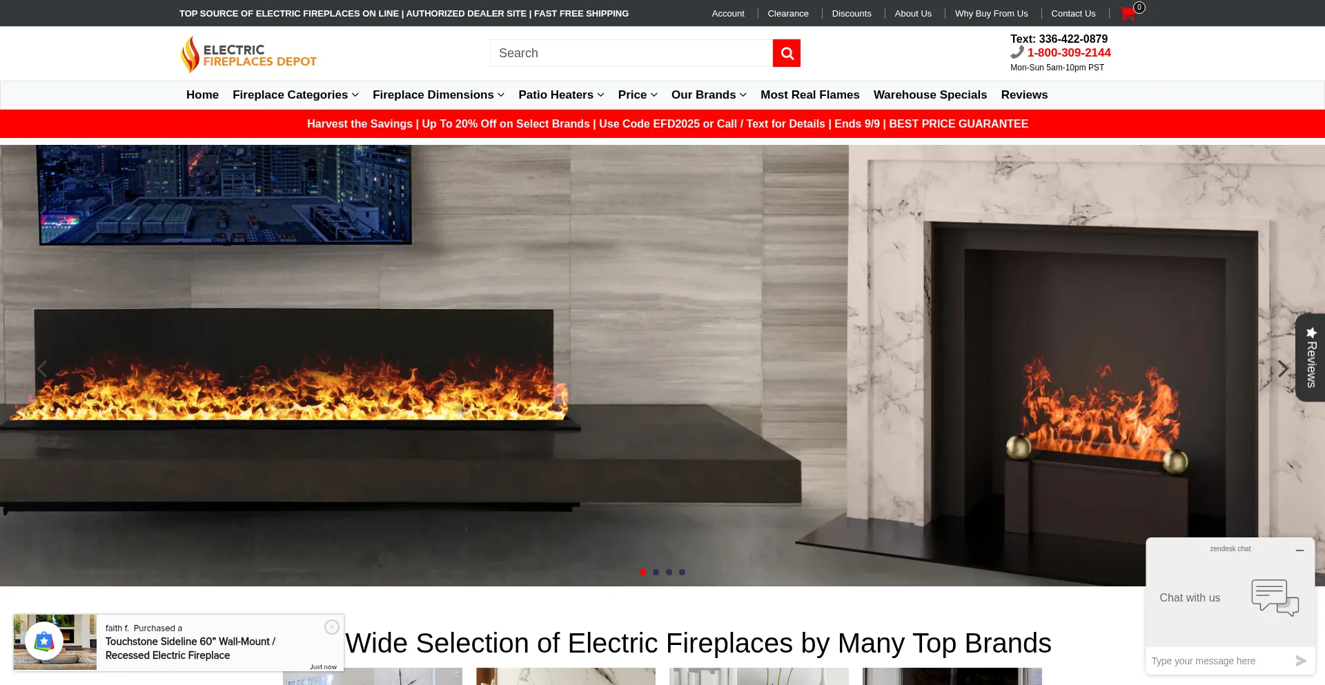 Website screenshot of Electricfireplacesdepot.com
