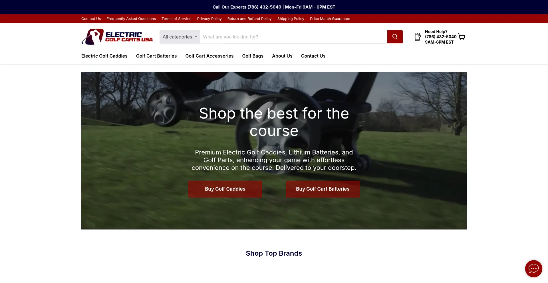 Website screenshot of Electricgolfcartsusa.com