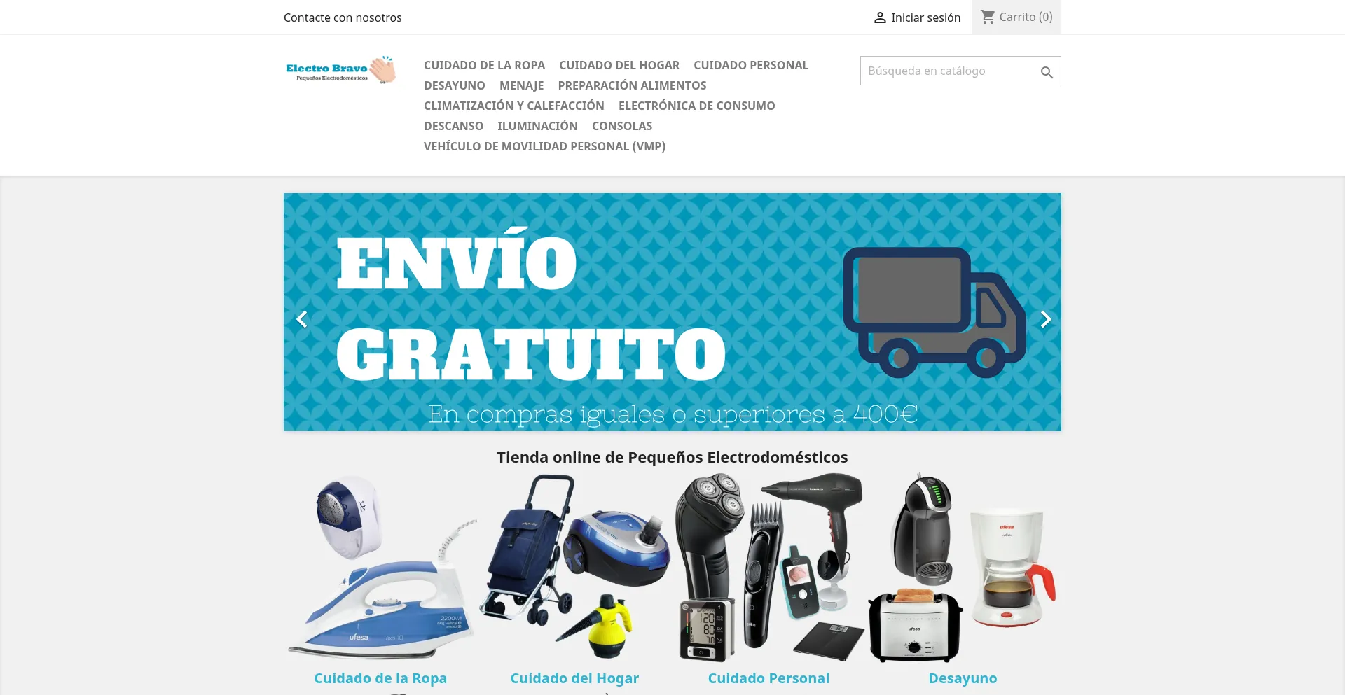 Website screenshot of Electrobravo.es