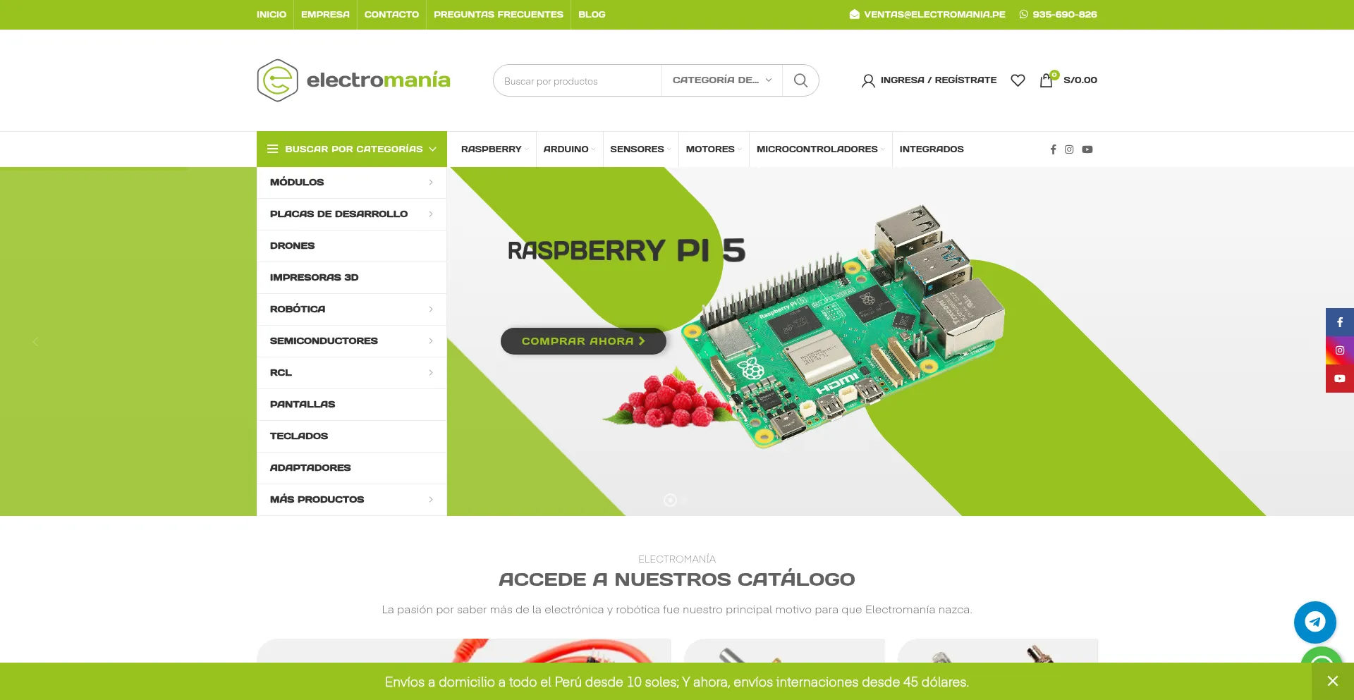 Website screenshot of Electromania.pe