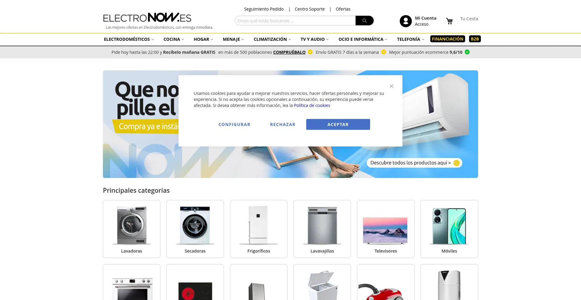 Website screenshot of Electronow.es