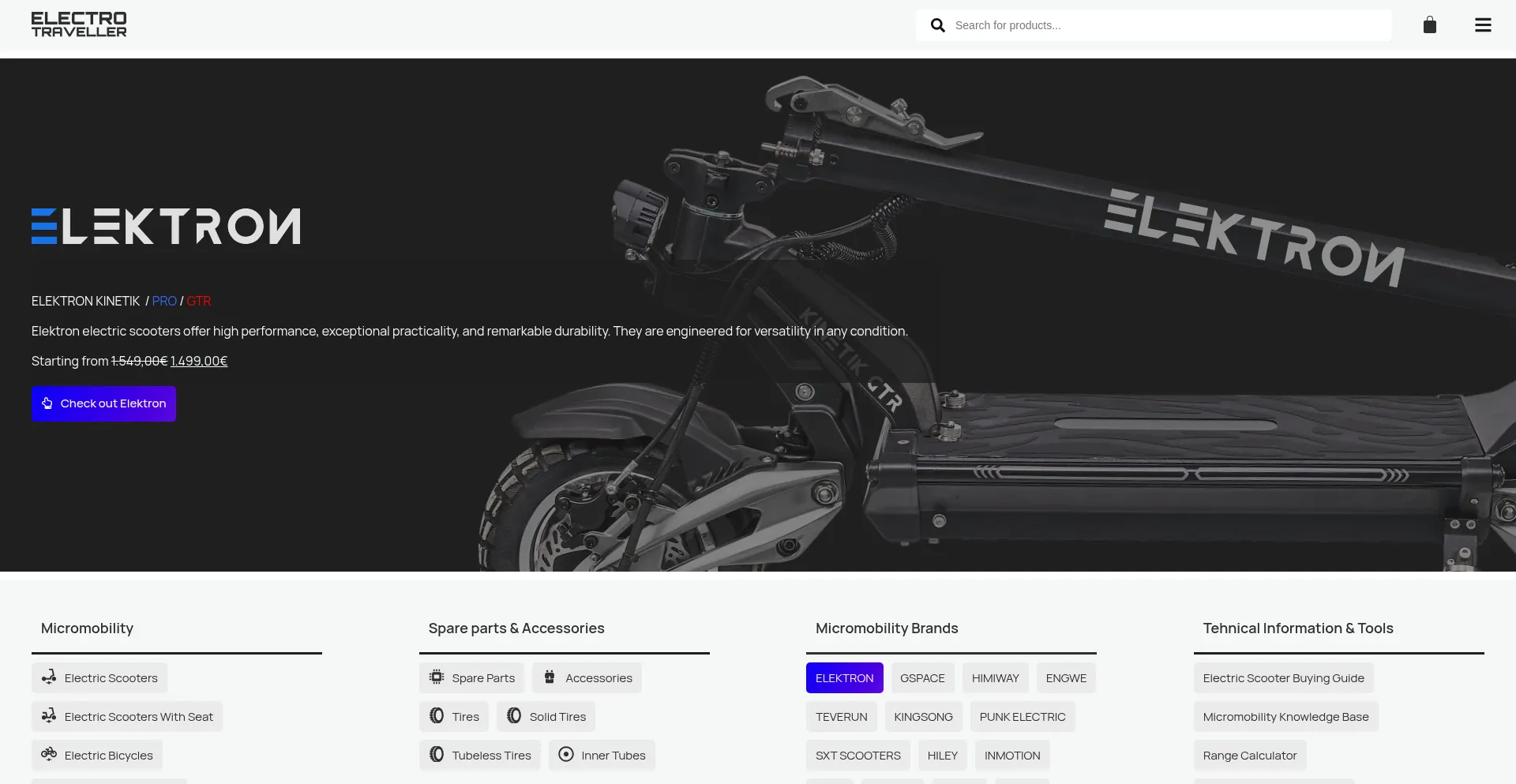 Website screenshot of Electrotraveller.com