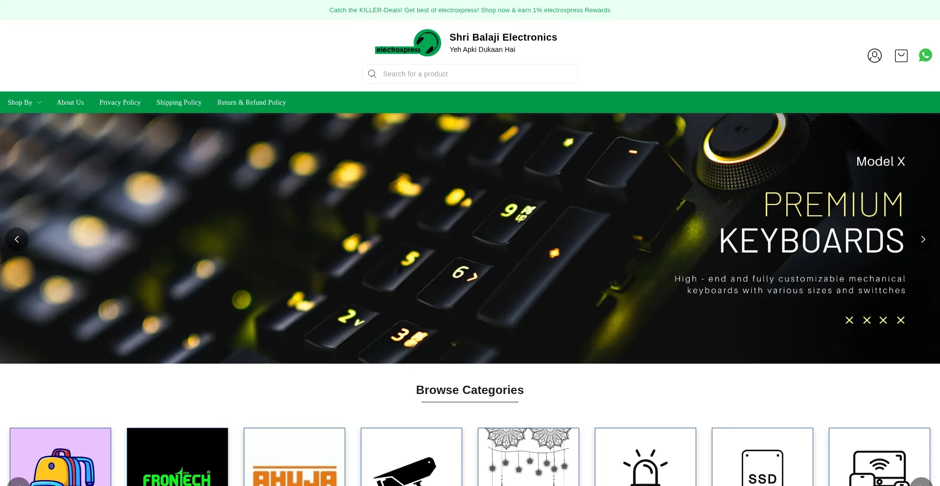 Website screenshot of Electroxpress.co.in