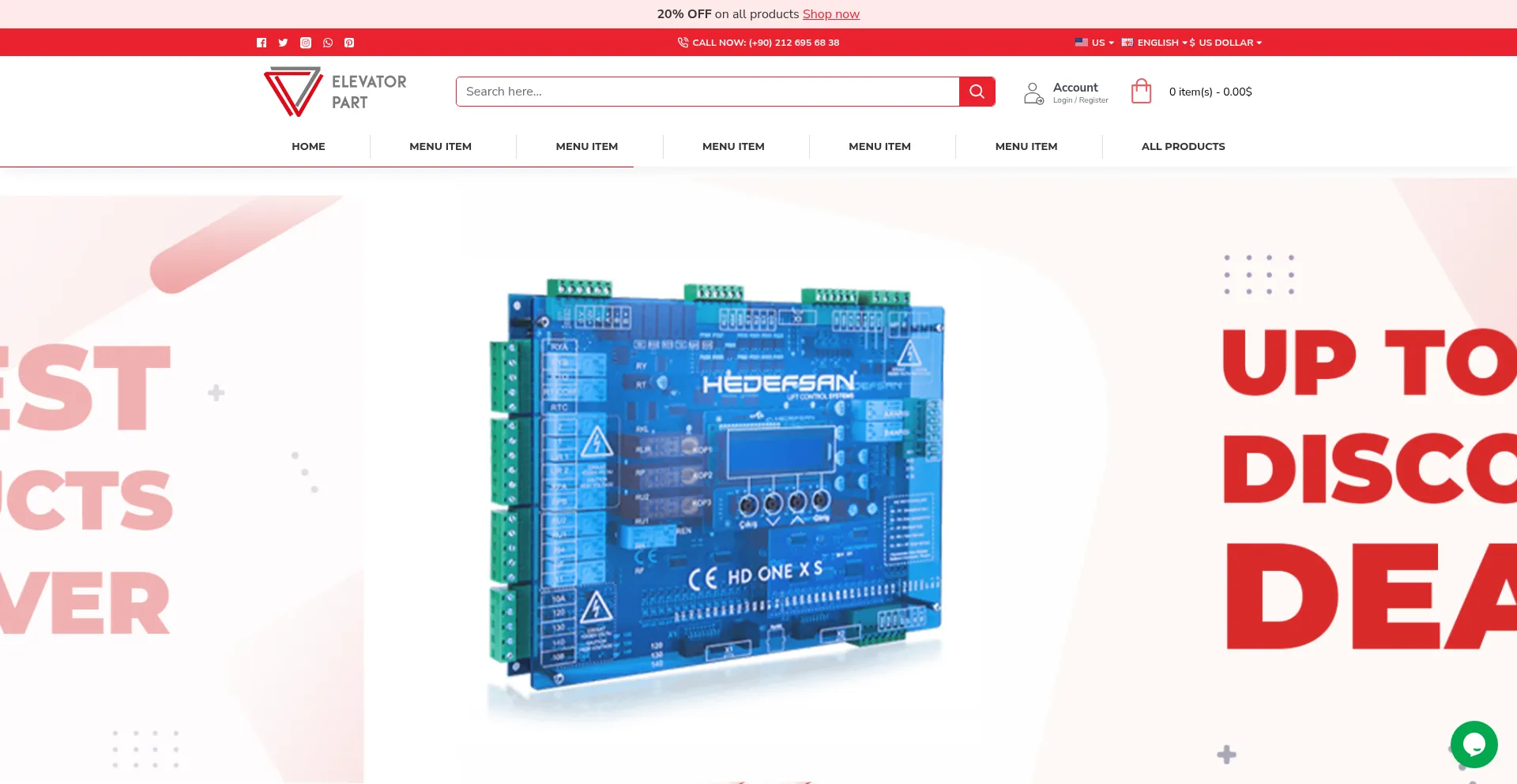 Website screenshot of Elevatorpartshop.com