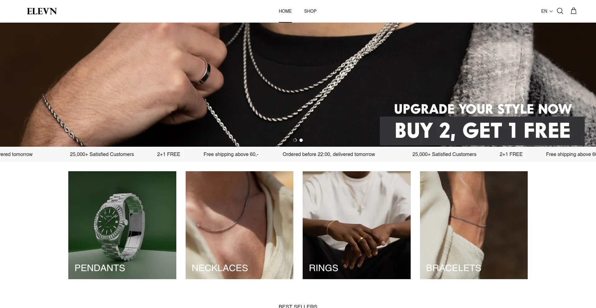 Website screenshot of Elevn-jewellery.com