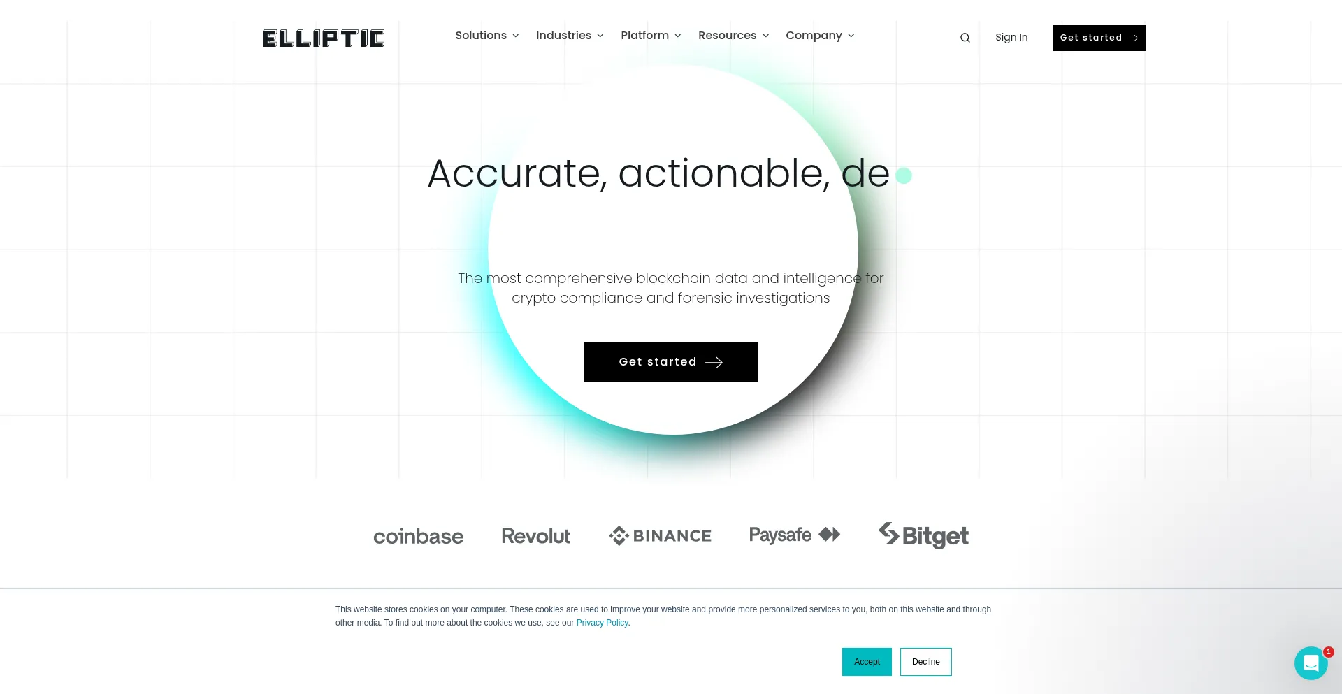 Website screenshot of Eliptic.co