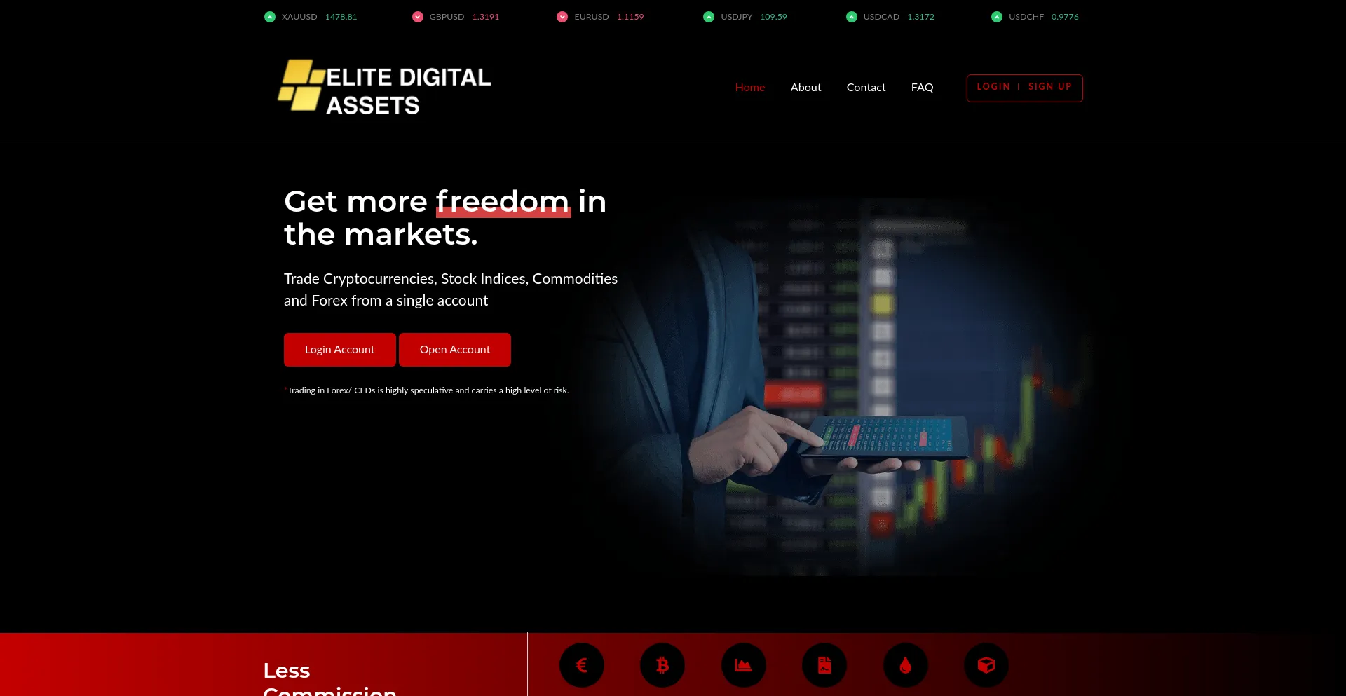 Website screenshot of Elitedigitalassts.net