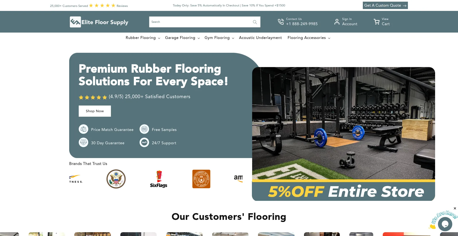 Website screenshot of Elitefloorsupply.com